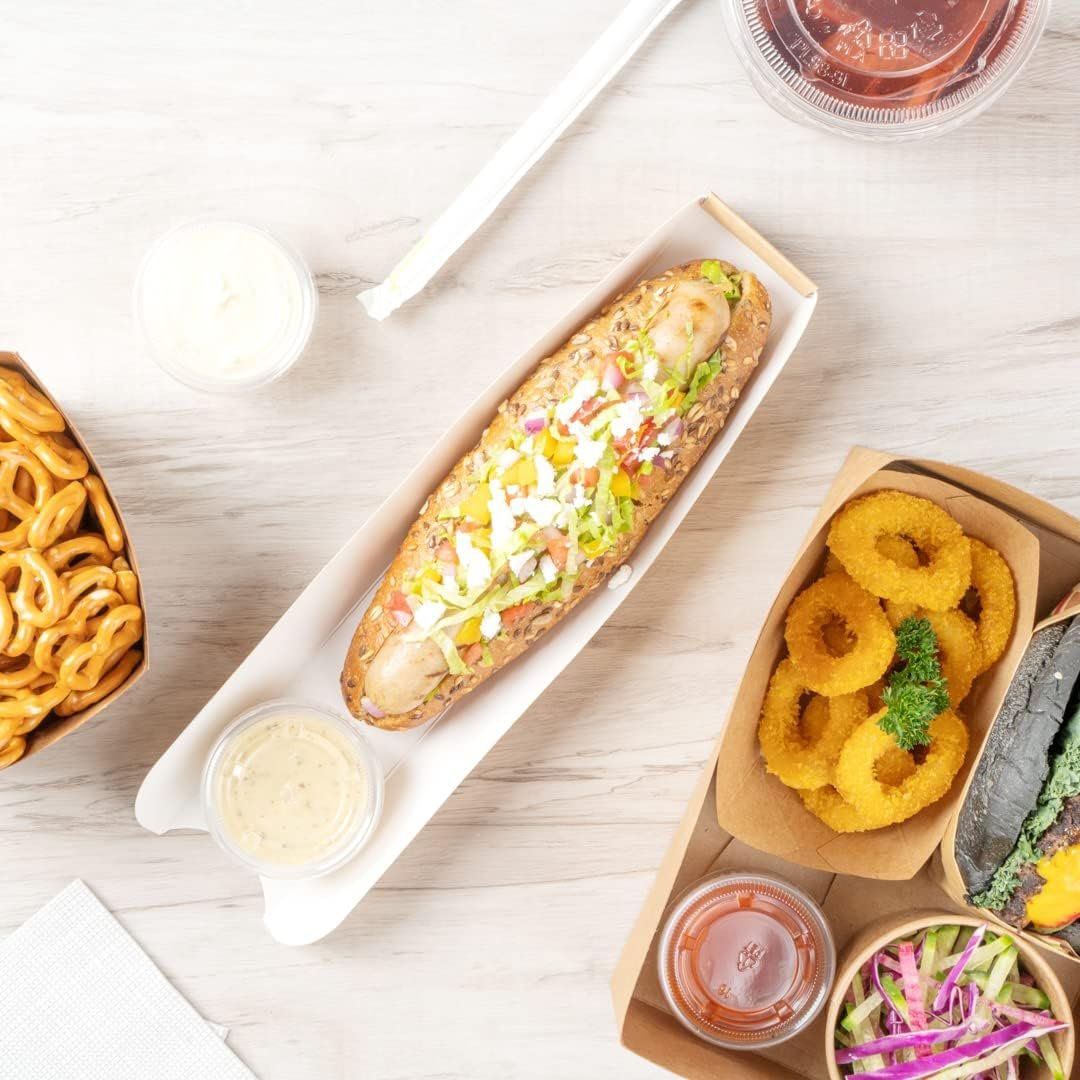Wholesale 11.8 x 2 x 1.3 Inch Hot Dog Trays Pack of 200 Open-Design 3-Walled Greaseproof Recyclable Disposable Kraft Paper Containers for Food Trucks Manufacturer Wholesale 11.8 x 2 x 1.3 Inch Hot Dog Trays Pack of 200 Open-Design 3-Walled Greaseproof Recyclable Disposable Kraft Paper Containers for Food Trucks Manufacturer