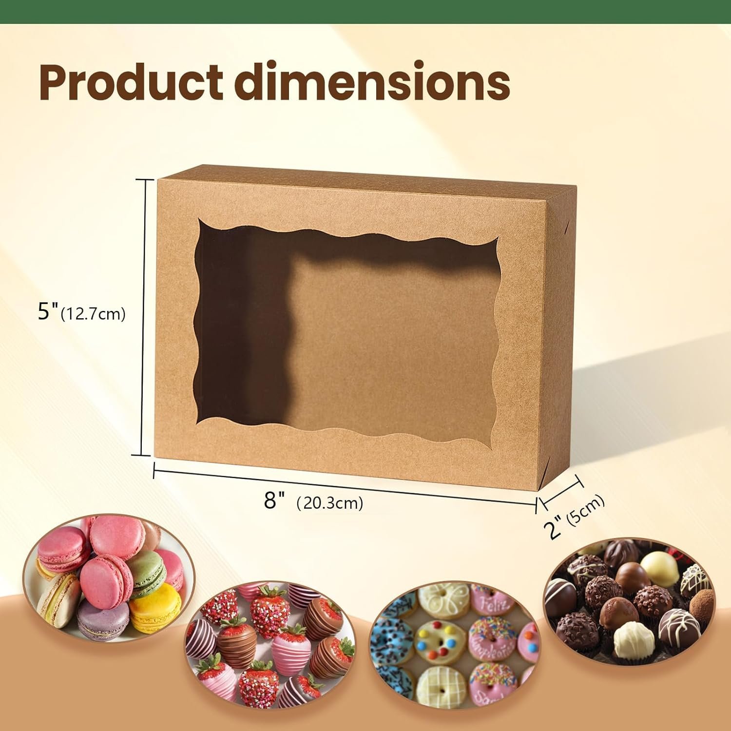 Wholesale 12PCS 8x5x2 Inch Brown Bakery Boxes with Window for Cookies Cakesicles Chocolate Truffles Covered Strawberries Pretzels & More Manufacturer