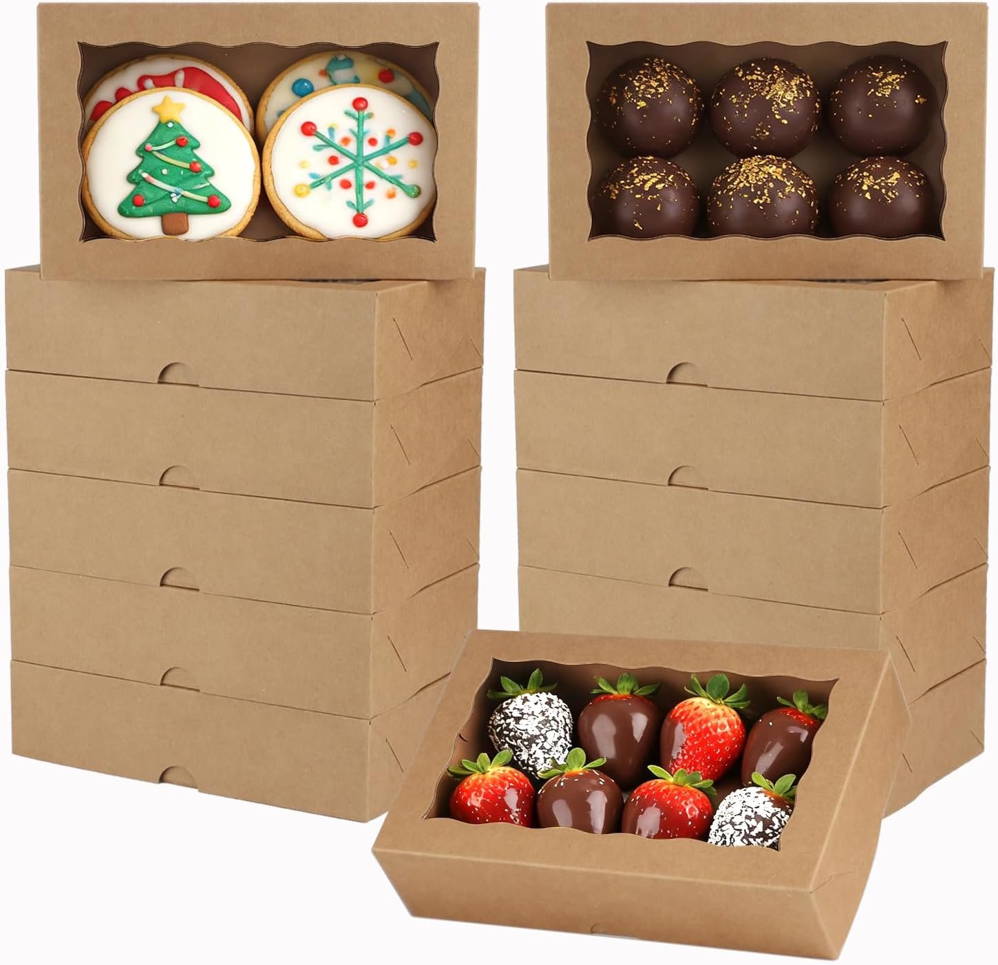 Wholesale 12PCS 8x5x2 Inch Brown Bakery Boxes with Window for Cookies Cakesicles Chocolate Truffles Covered Strawberries Pretzels & More Manufacturer
