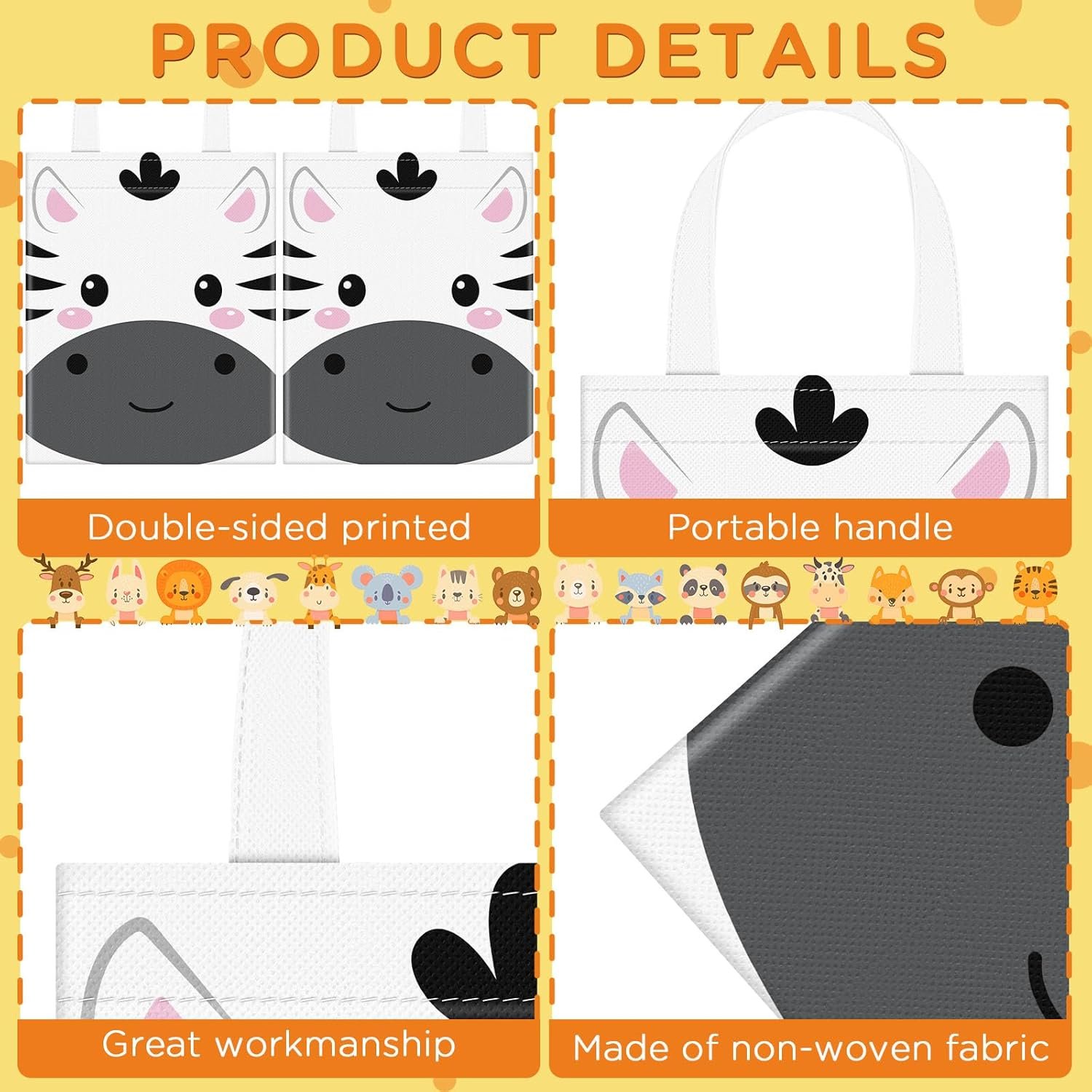 Wholesale 32 Pcs Non Woven Safari Party Favor Bags Jungle Animal Goodie Treat Bags with Handles Lion Tiger Elephant Monkey Giraffe for Kids Themed Parties Birthdays Baby Showers Manufacturer Wholesale 32 Pcs Non Woven Safari Party Favor Bags Jungle Animal Goodie Treat Bags with Handles Lion Tiger Elephant Monkey Giraffe for Kids Themed Parties Birthdays Baby Showers Manufacturer