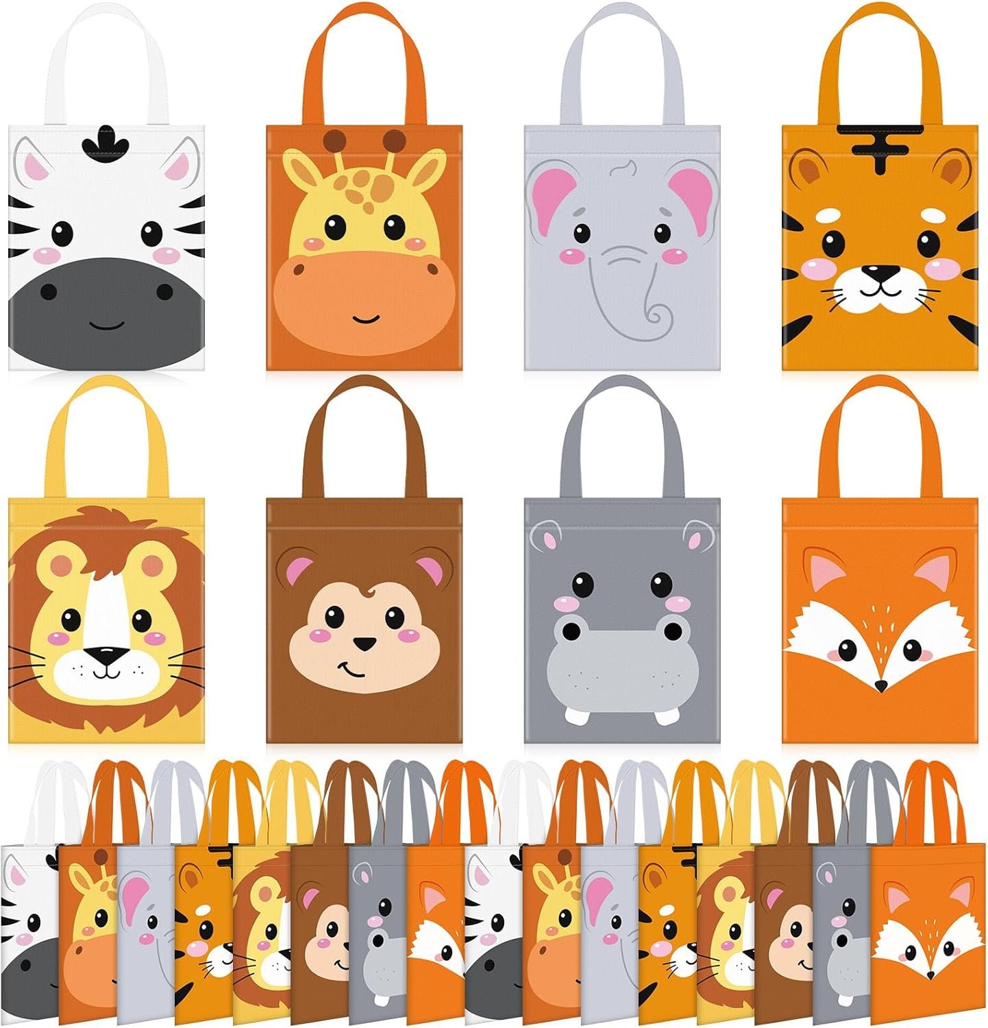 Wholesale 32 Pcs Non Woven Safari Party Favor Bags Jungle Animal Goodie Treat Bags with Handles Lion Tiger Elephant Monkey Giraffe for Kids Themed Parties Birthdays Baby Showers Manufacturer