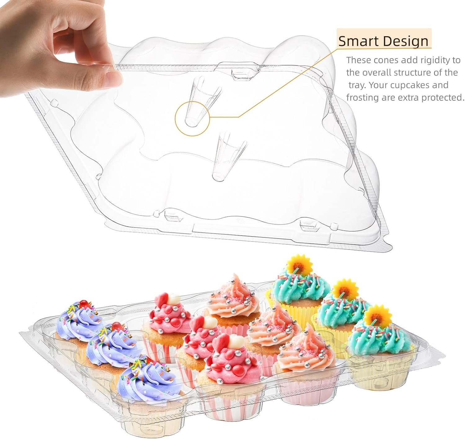 Wholesale 24 Pack Mini Cupcake Containers 12-Count Plastic Cupcake Carrier Stackable Cupcake Box with Detachable Secure High Top Lid Disposable Cupcake Holder Tray Muffin Packaging Transporter Manufacturer Wholesale 24 Pack Mini Cupcake Containers 12-Count Plastic Cupcake Carrier Stackable Cupcake Box with Detachable Secure High Top Lid Disposable Cupcake Holder Tray Muffin Packaging Transporter Manufacturer