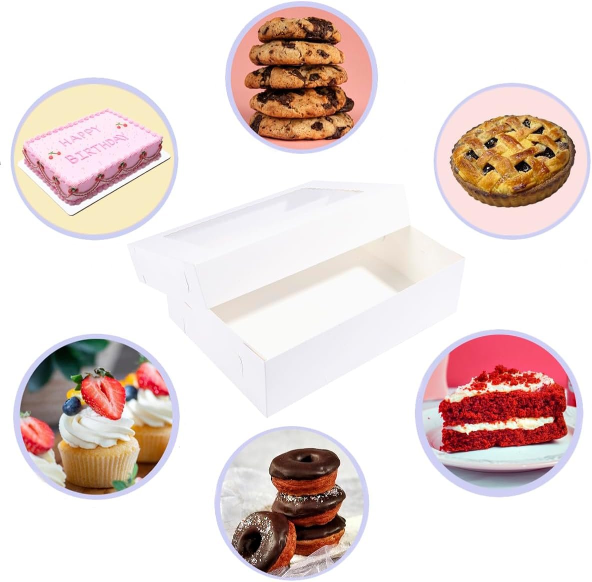 Wholesale 14x10x4 Inches 10 Pack White Cake Boxes with Boards for Quarter Sheet Cakes Cupcakes Donuts Brownies Pies Manufacturer