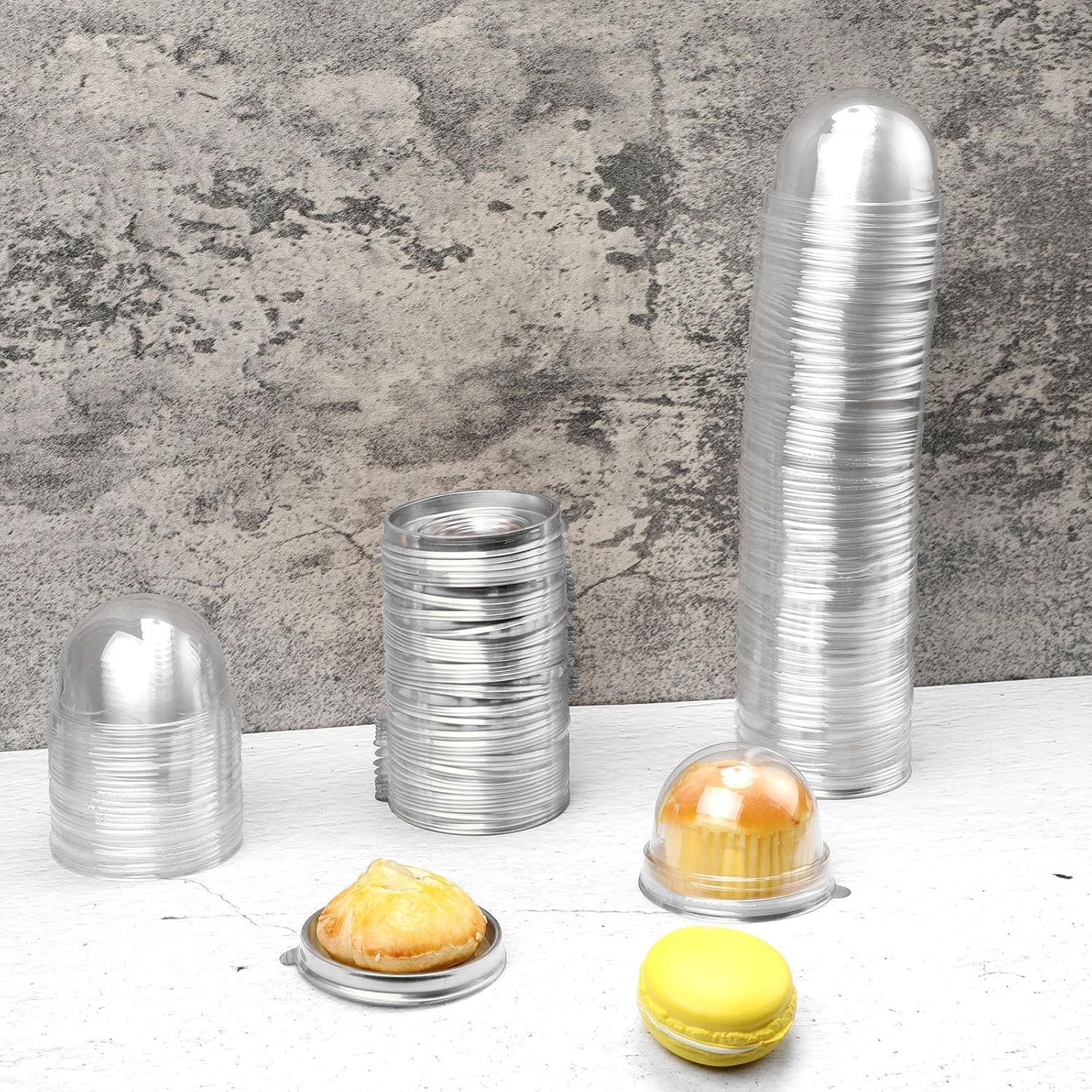 Wholesale Clear Plastic Mini Cupcake Dome Containers for Wedding Birthday Cheese Pastry Dessert Cakes Silver 50 Pieces Manufacturer
