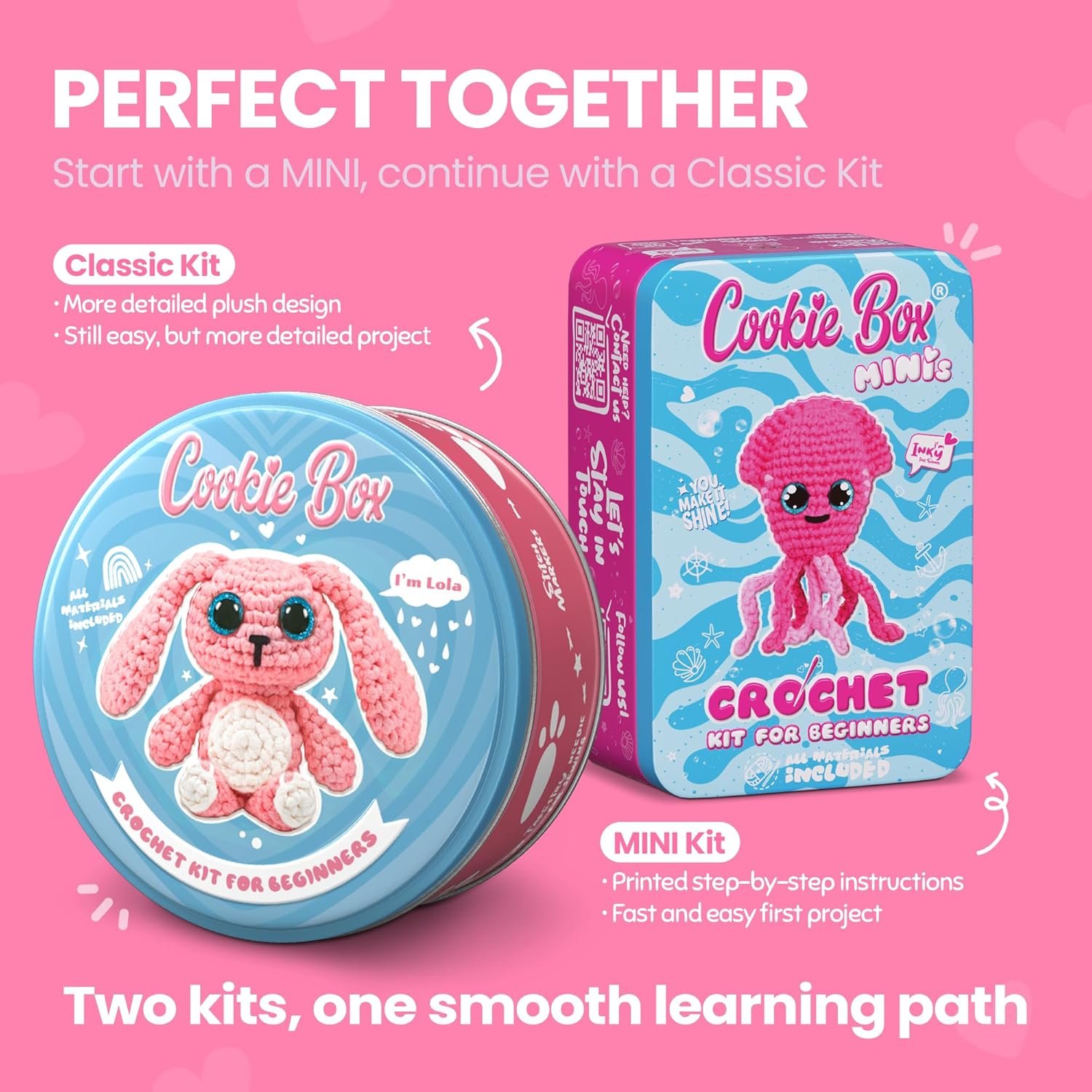 Wholesale Crochet Kit for Beginners Gift Set to Make Bunny Lola Amigurumi Plushie Easy DIY Starter Kit with Video and PDF Tutorials Manufacturer