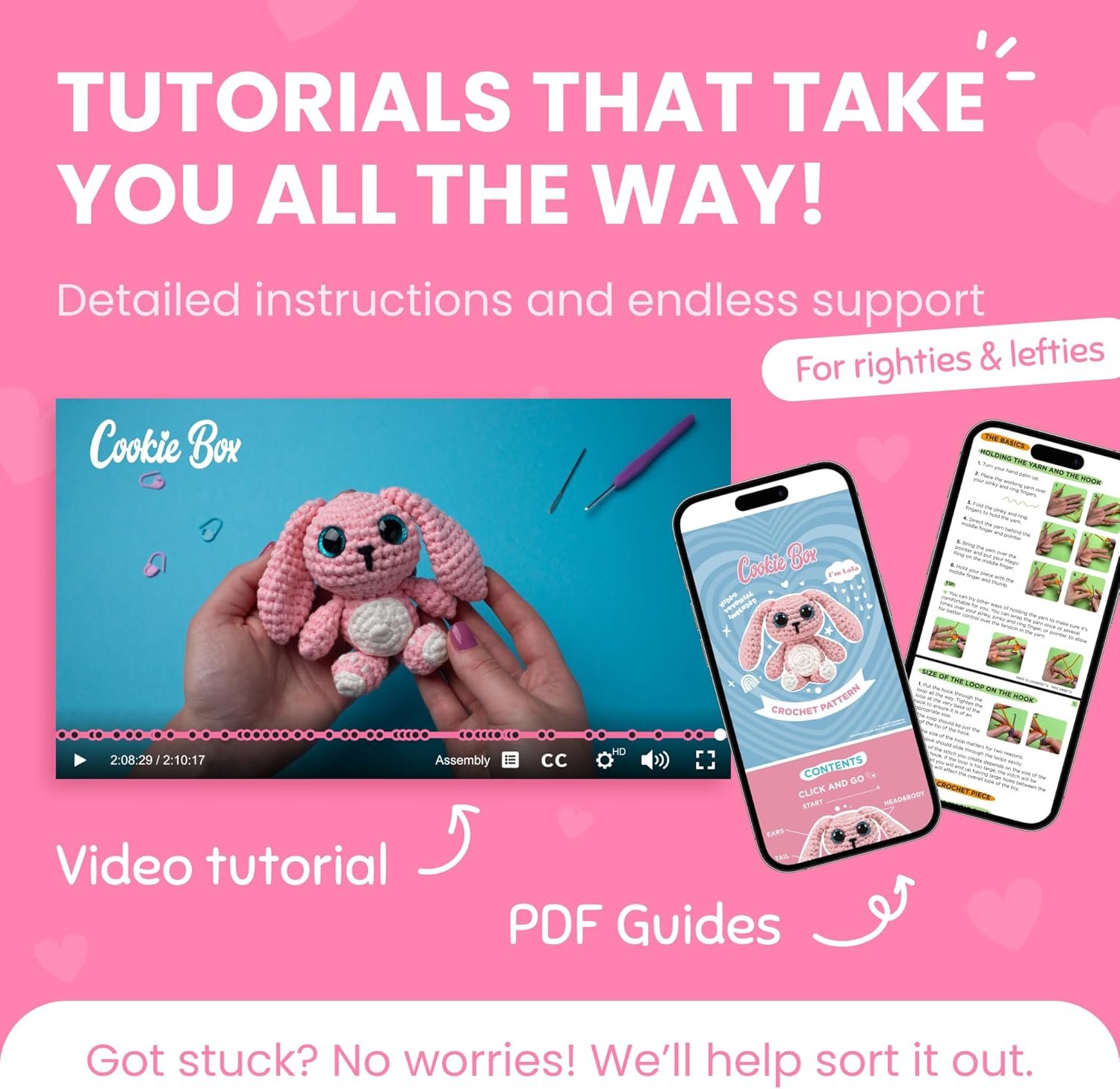 Wholesale Crochet Kit for Beginners Gift Set to Make Bunny Lola Amigurumi Plushie Easy DIY Starter Kit with Video and PDF Tutorials Manufacturer