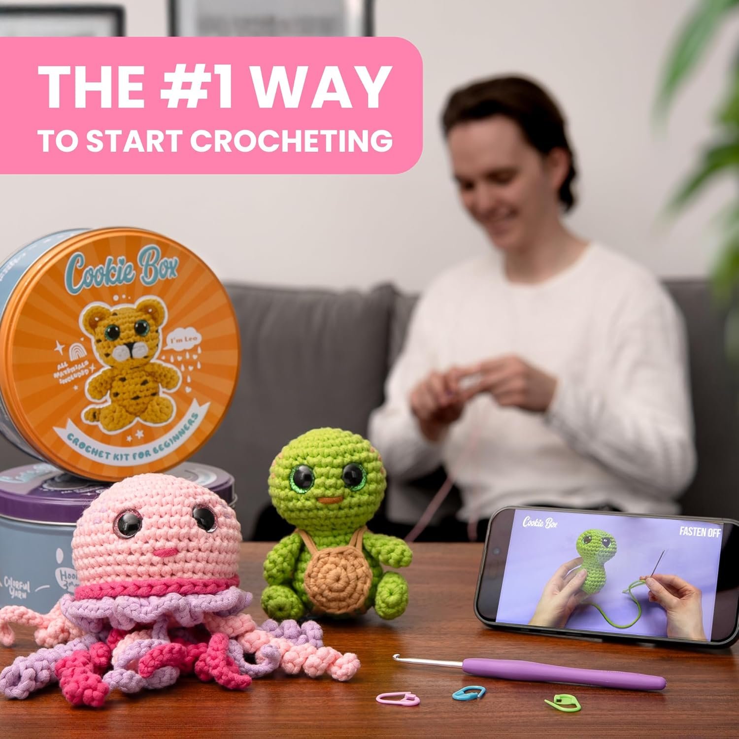 Wholesale Crochet Kit for Beginners Gift Set to Make Bunny Lola Amigurumi Plushie Easy DIY Starter Kit with Video and PDF Tutorials Manufacturer