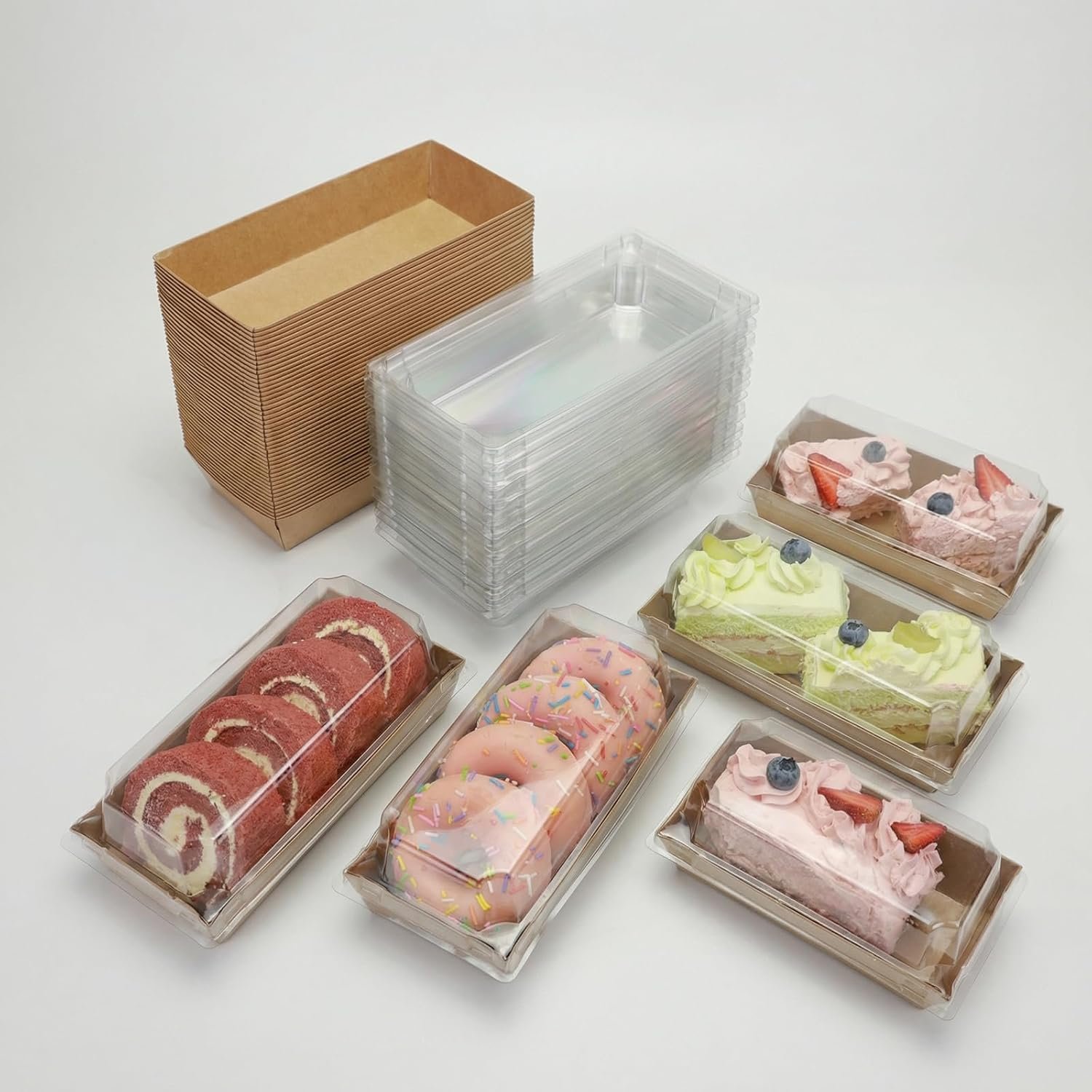 Wholesale 50 Pcs Charcuterie Boxes with Clear Lids Kraft Bakery Sandwich Pastry Boxes Cardboard Food Flan Dessert Containers Bento Cake Cookie Packaging for Gift Giving Manufacturer