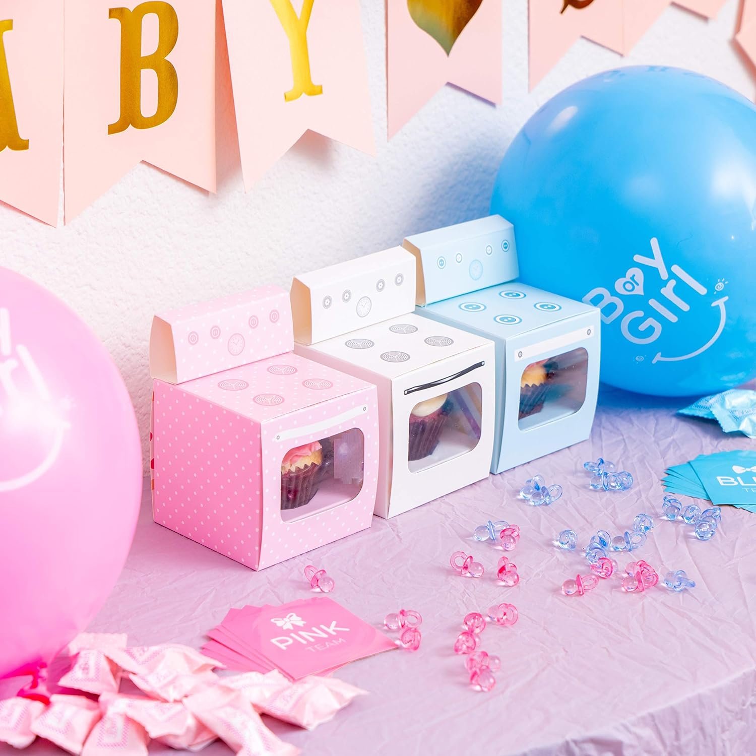 Wholesale Bun in the Oven Cupcake Boxes for Baby Shower Favors Boy Girl Gender Reveal Parties 12 Pieces Blue Manufacturer