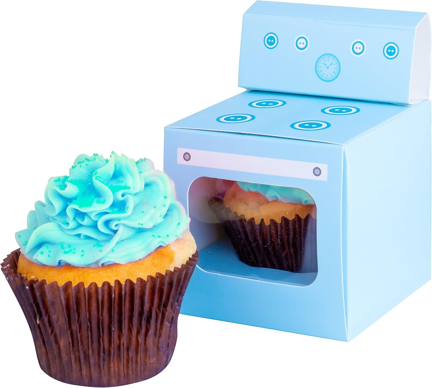 Wholesale Bun in the Oven Cupcake Boxes for Baby Shower Favors Boy Girl Gender Reveal Parties 12 Pieces Blue Manufacturer