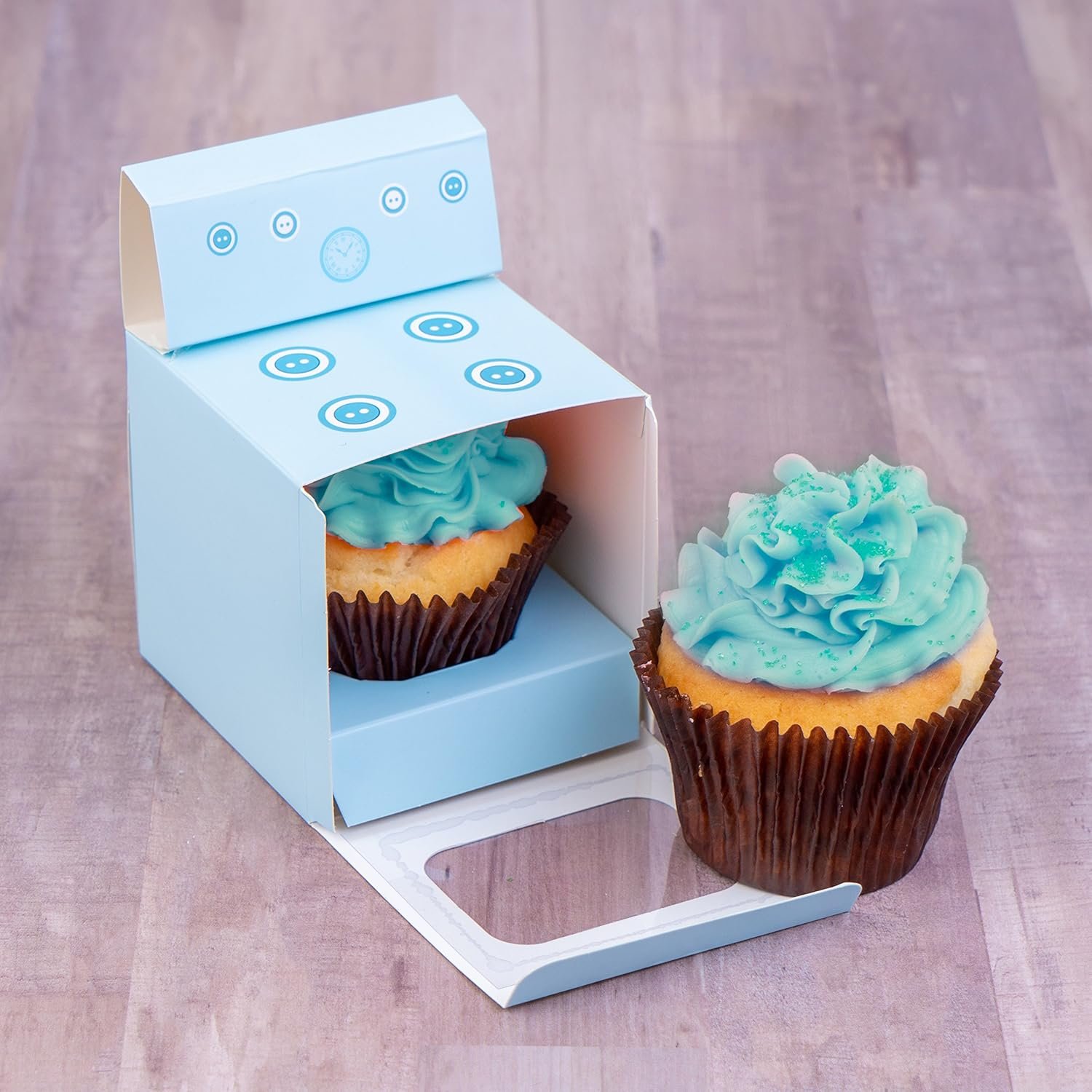 Wholesale Bun in the Oven Cupcake Boxes for Baby Shower Favors Boy Girl Gender Reveal Parties 12 Pieces Blue Manufacturer