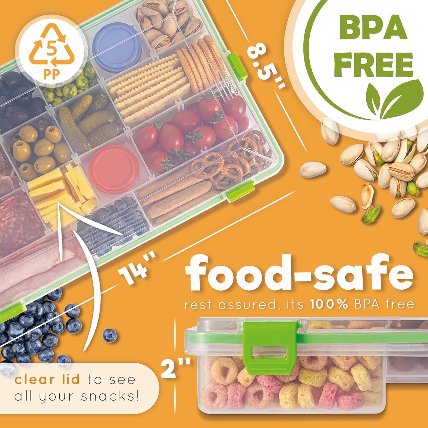 OEM Large BPA Free Snackle Box Container for Travel Waterproof Dishwasher Safe Adjustable Snack Tray with Lid Manufacturer OEM Large BPA Free Snackle Box Container for Travel Waterproof Dishwasher Safe Adjustable Snack Tray with Lid Manufacturer