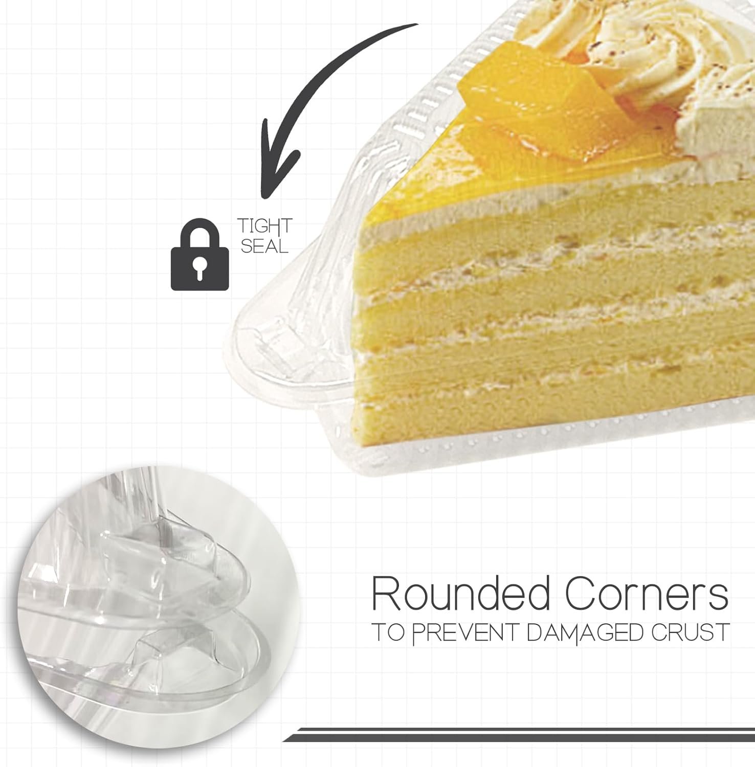 Wholesale 50Pcs Disposable Cake Slice Containers for 6”-8” Diameter Pie or Cake Slices Individual Cheesecake Plastic Boxes Take Out Packaging Manufacturer