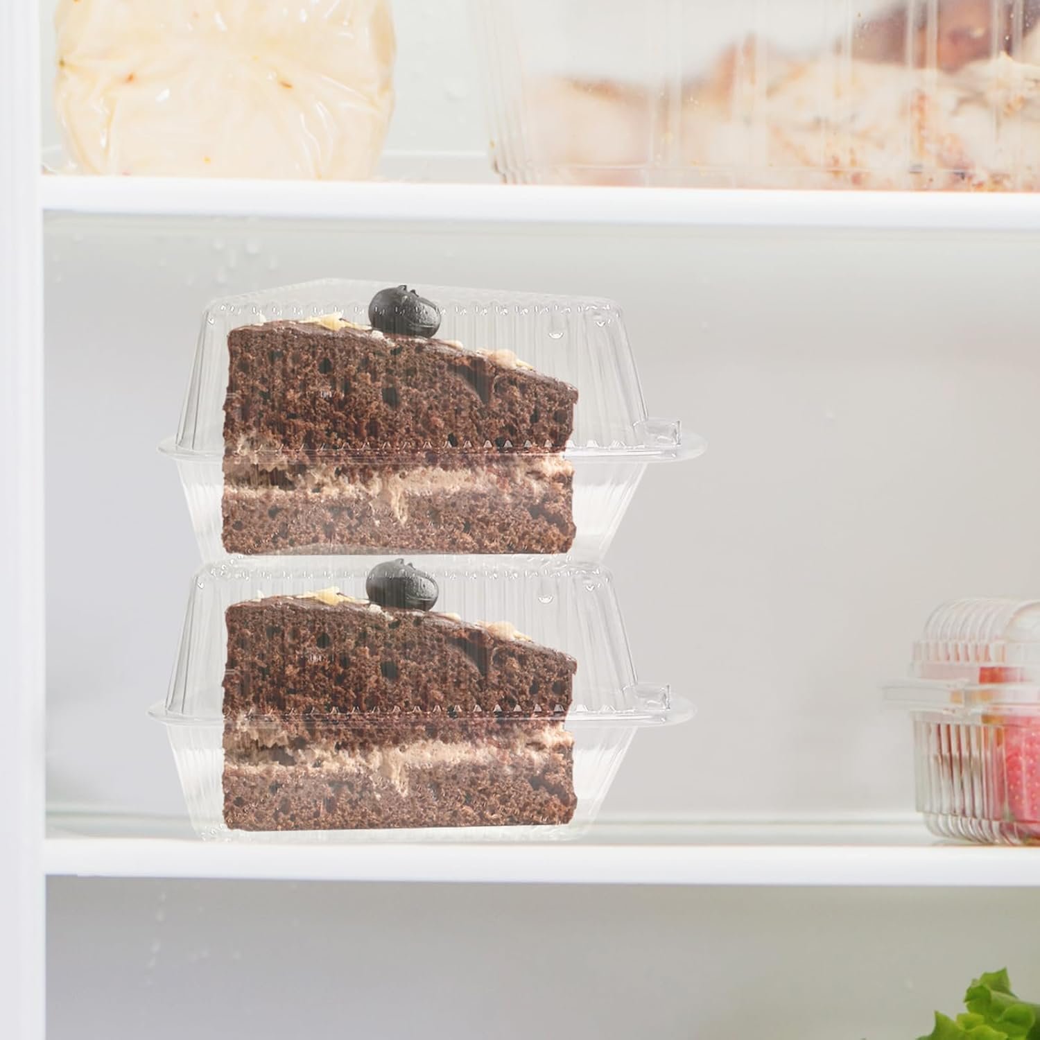 Wholesale 50Pcs Disposable Cake Slice Containers for 6”-8” Diameter Pie or Cake Slices Individual Cheesecake Plastic Boxes Take Out Packaging Manufacturer