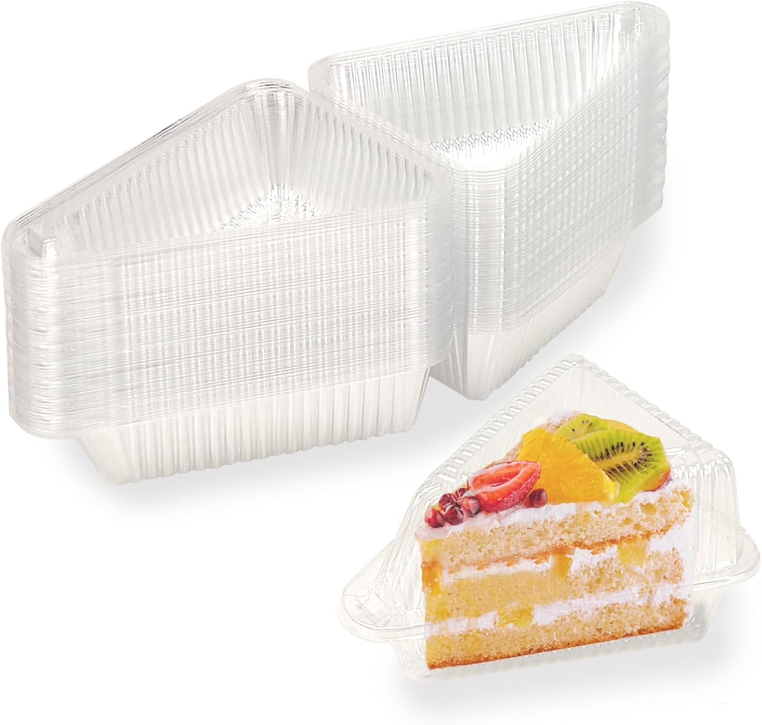 Wholesale 50Pcs Disposable Cake Slice Containers for 6”-8” Diameter Pie or Cake Slices Individual Cheesecake Plastic Boxes Take Out Packaging Manufacturer