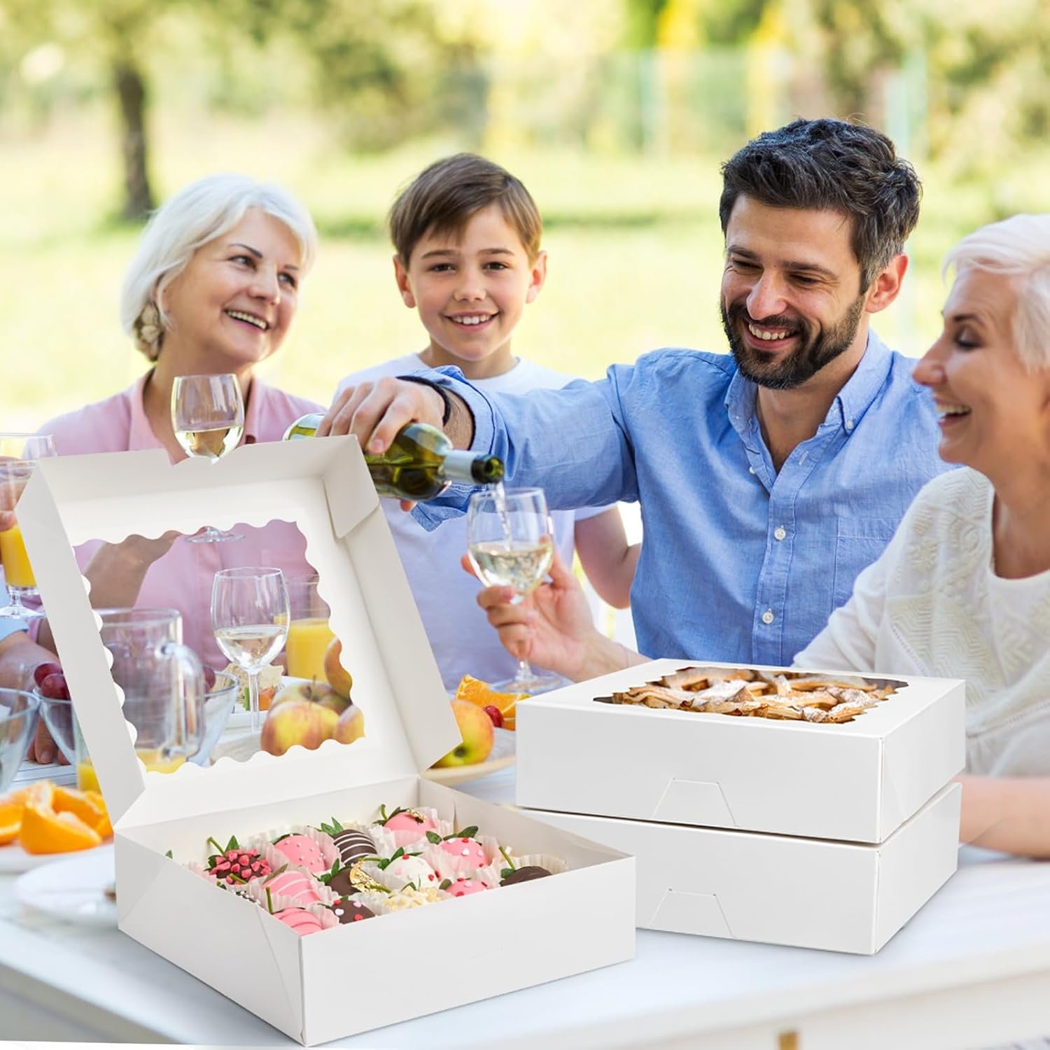 Wholesale 20 PCS 9 x 9 x 2.5 Inches Pie Boxes with Window Auto-Popup Bakery Boxes White Treat Packaging for Chocolate Strawberries Pastries Muffins Donuts Manufacturer Wholesale 20 PCS 9 x 9 x 2.5 Inches Pie Boxes with Window Auto-Popup Bakery Boxes White Treat Packaging for Chocolate Strawberries Pastries Muffins Donuts Manufacturer