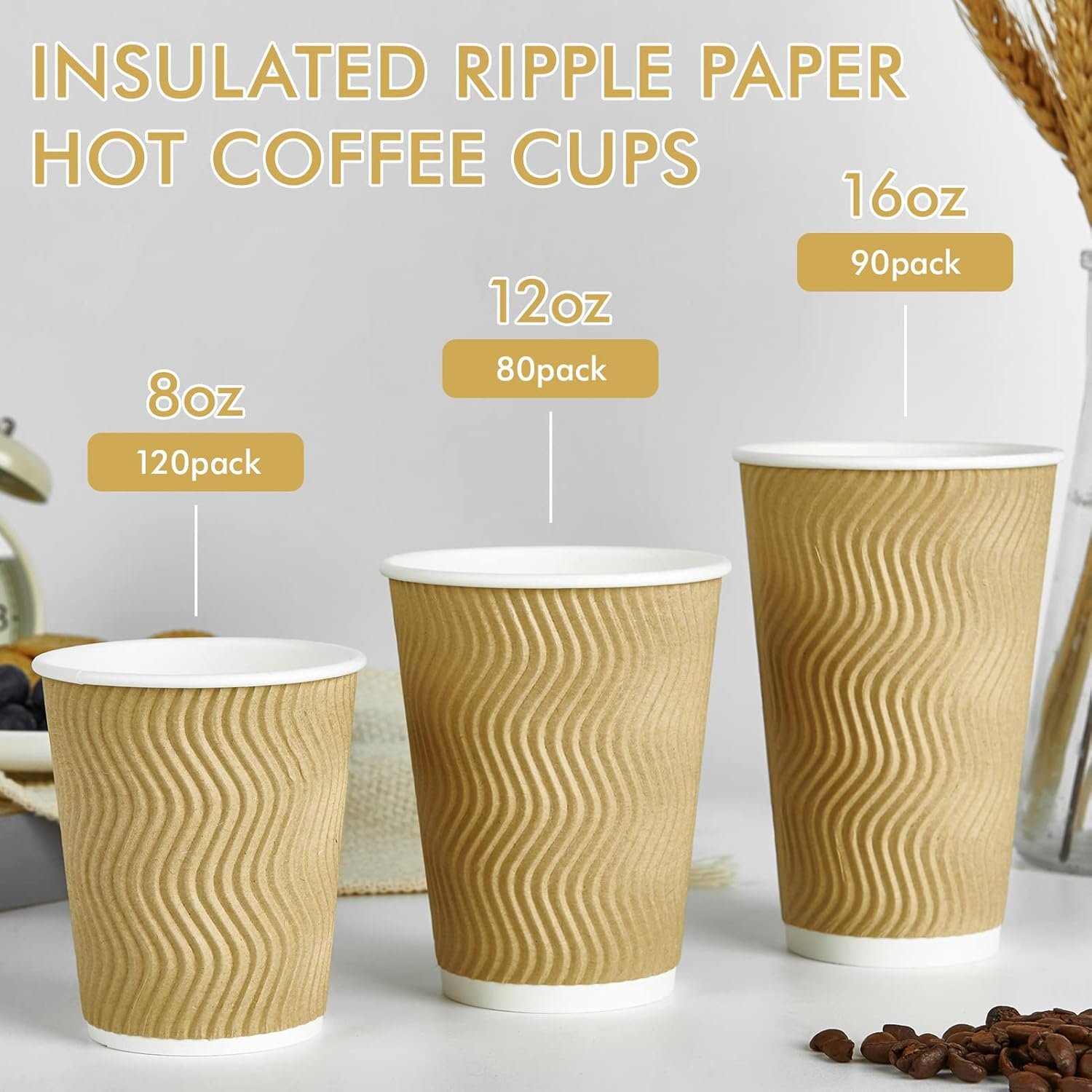 Wholesale 8 oz 120 Count Insulated Ripple Wall Paper Hot Coffee Cups Manufacturer