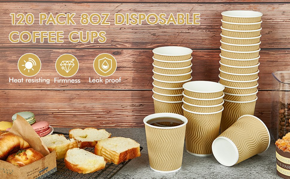 Wholesale 8 oz 120 Count Insulated Ripple Wall Paper Hot Coffee Cups Manufacturer
