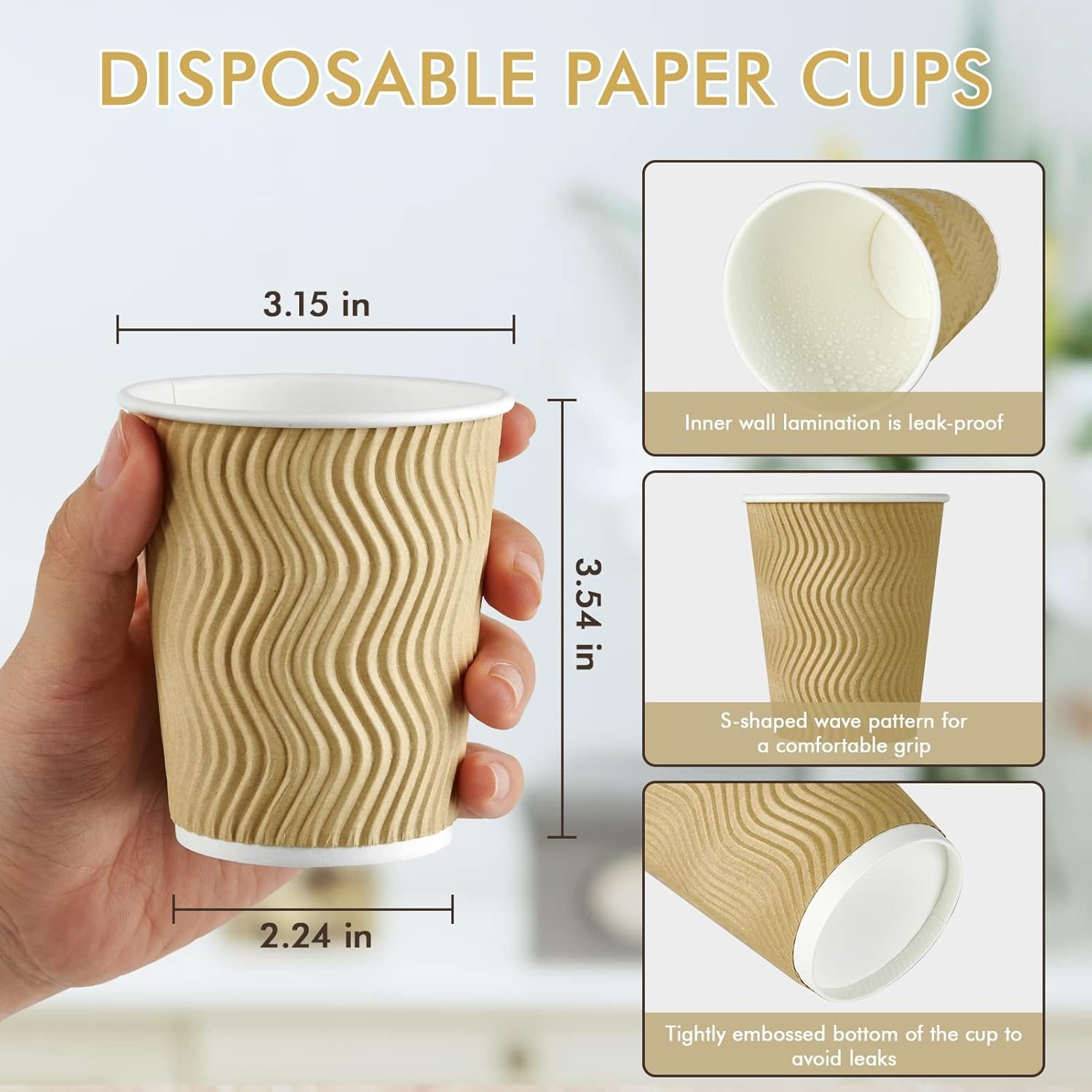 Wholesale 8 oz 120 Count Insulated Ripple Wall Paper Hot Coffee Cups Manufacturer