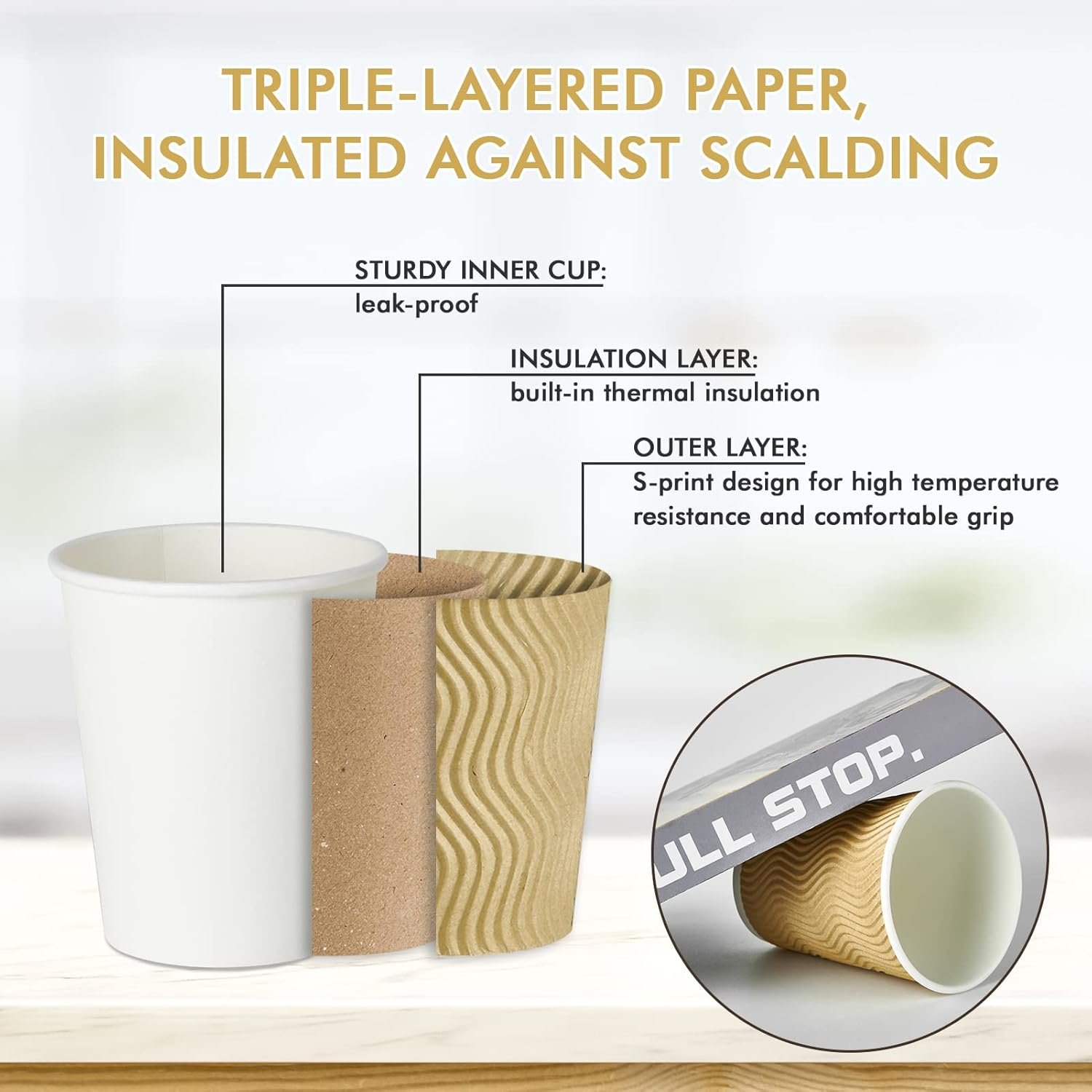 Wholesale 8 oz 120 Count Insulated Ripple Wall Paper Hot Coffee Cups Manufacturer