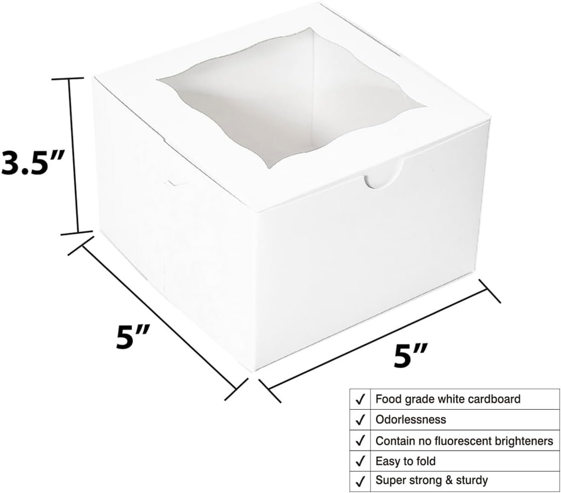 Wholesale Cookie Boxes with Window 5x5x3.5 Inch 50 Pack Premium White Bakery Boxes for Mini Treats Pastry Mini Bundt Cake Individual Cheesecakes Manufacturer Wholesale Cookie Boxes with Window 5x5x3.5 Inch 50 Pack Premium White Bakery Boxes for Mini Treats Pastry Mini Bundt Cake Individual Cheesecakes Manufacturer