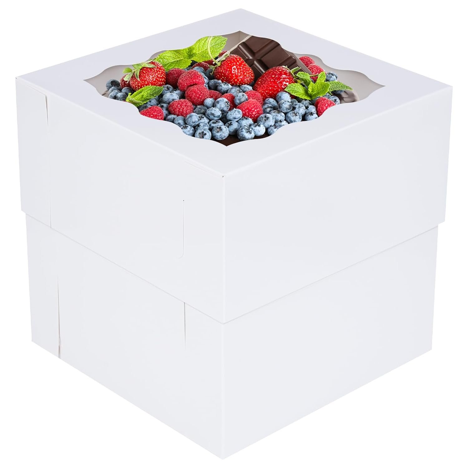 Wholesale 10pcs 8x8x8 Inches Cake Boxes with Window White Bakery Dessert Boxes Cajas Pasteles for Cake Valentine's Day Mother's Day Wedding Birthday Party Manufacturer