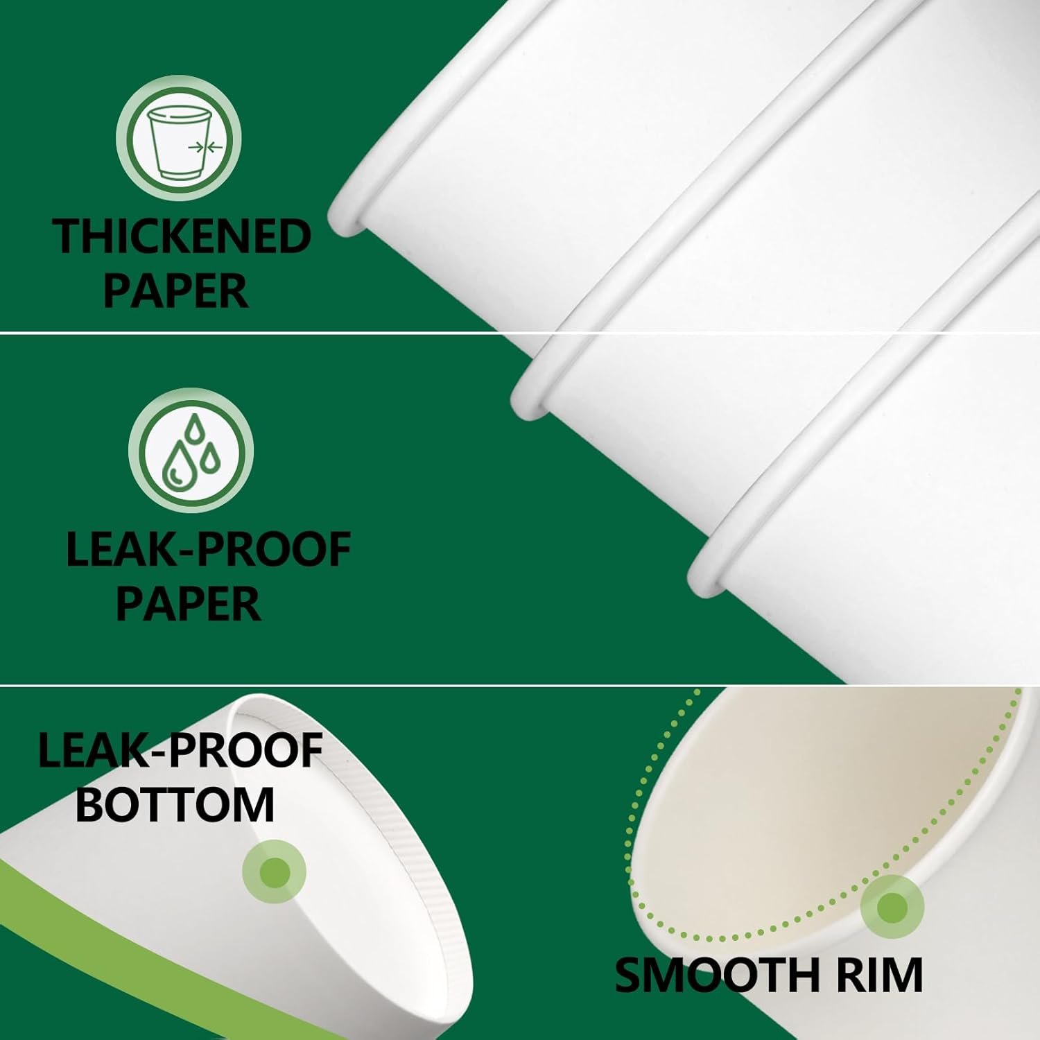 Wholesale 100 Pack 8 oz Food-Grade Leak-Proof Disposable White Paper Coffee Cups for Hot Cold Drinks Office Party Picnic Travel Events Manufacturer