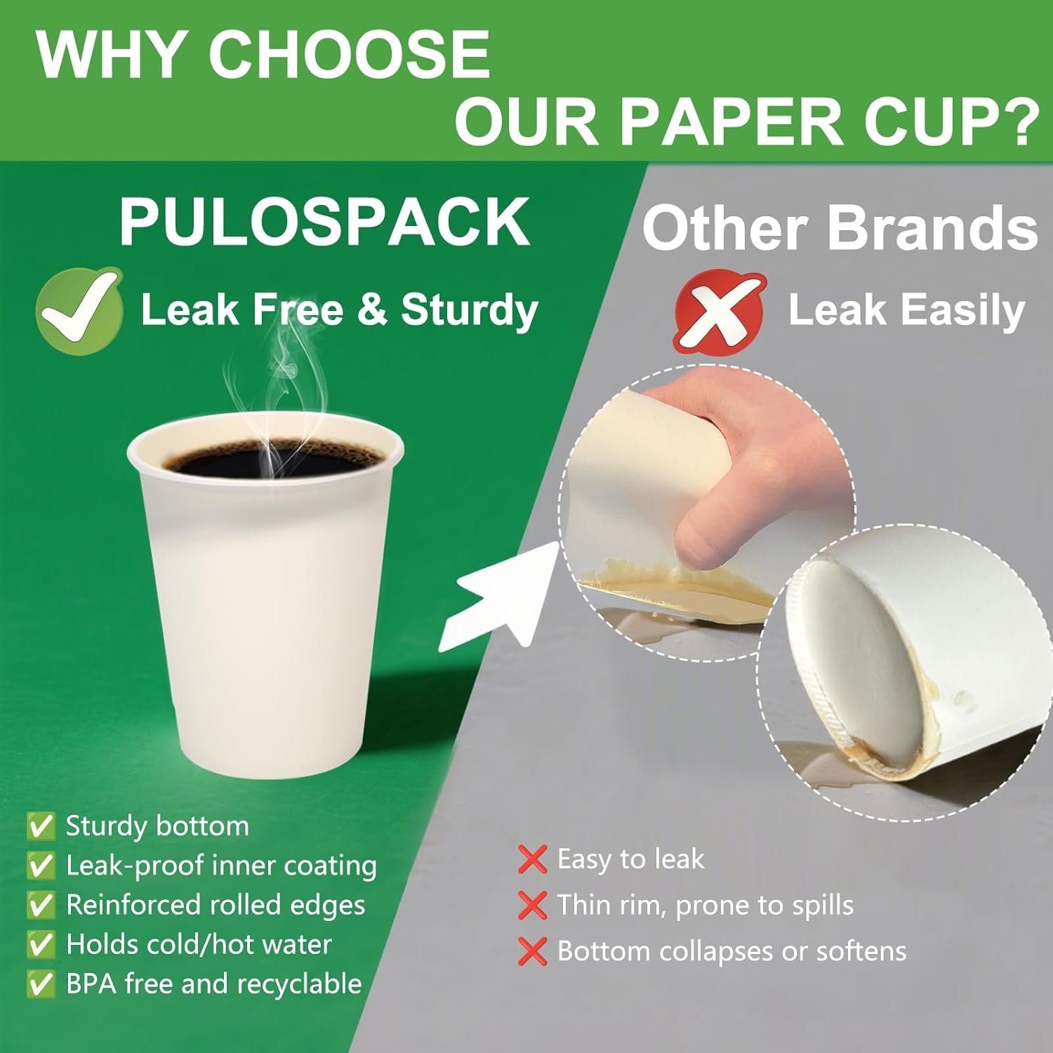 Wholesale 100 Pack 8 oz Food-Grade Leak-Proof Disposable White Paper Coffee Cups for Hot Cold Drinks Office Party Picnic Travel Events Manufacturer