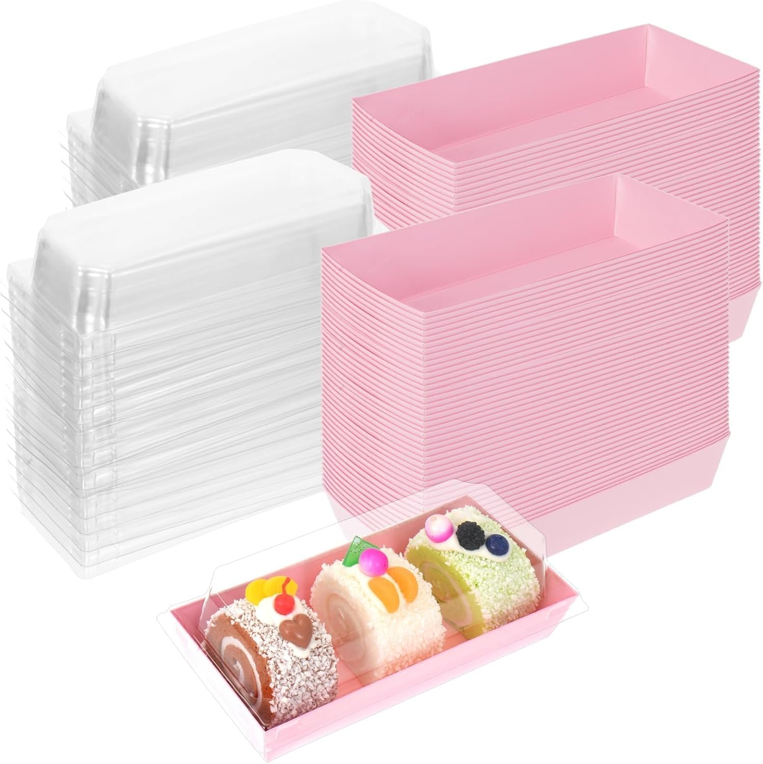 Wholesale 100 Pack Disposable Kraft Paper Charcuterie Boxes with Clear Lids Food Containers To Go Mini Treat Boxes for Bakery Desserts Sushi Fruits Cookies Valentine Pink Manufacturer