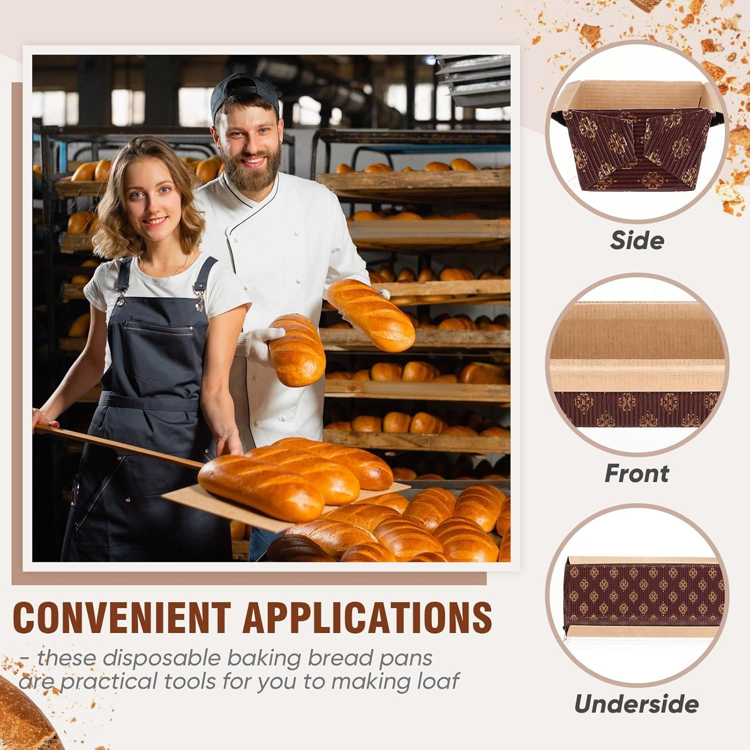 Wholesale 50Pcs 7.8x2.56in 1Lb Paper Loaf Pans with Lids Disposable Bakery Baking Supplies for Bread Small Meatloaf Sweets Manufacturer