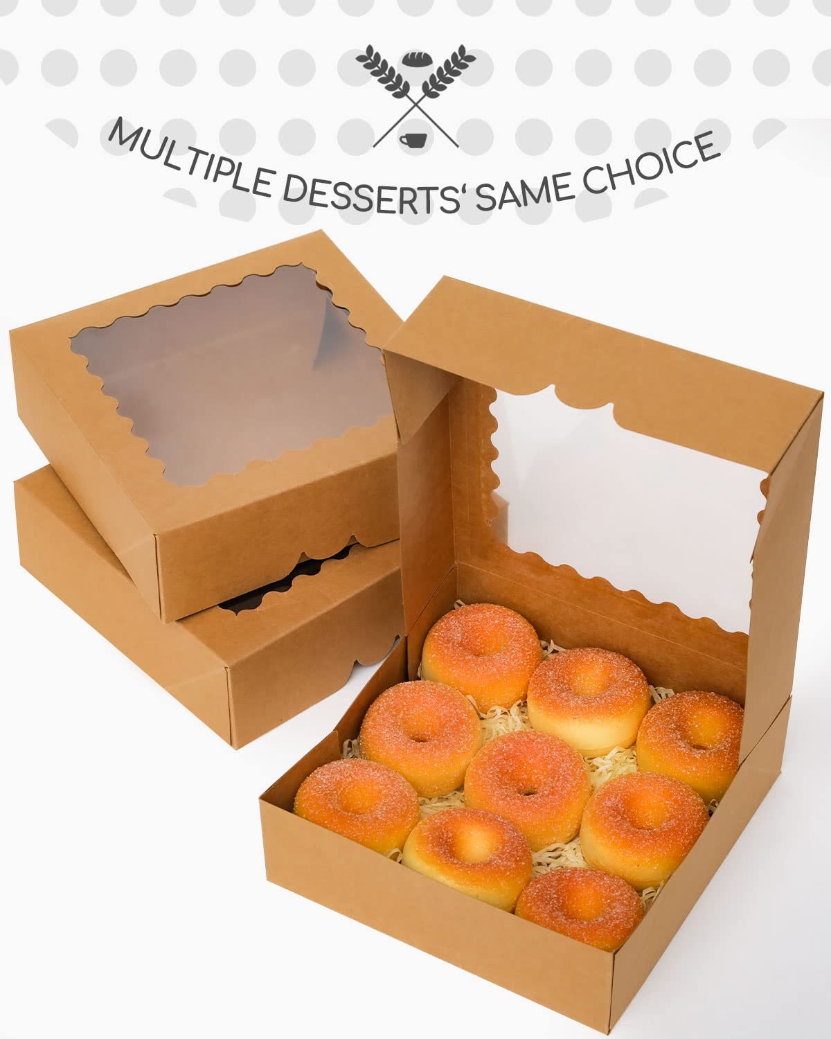 Wholesale Auto-Pop Up 50 Packs Bakery Boxes with Window 8x8x2.5 Inch Brown for Pies and Pastries Manufacturer