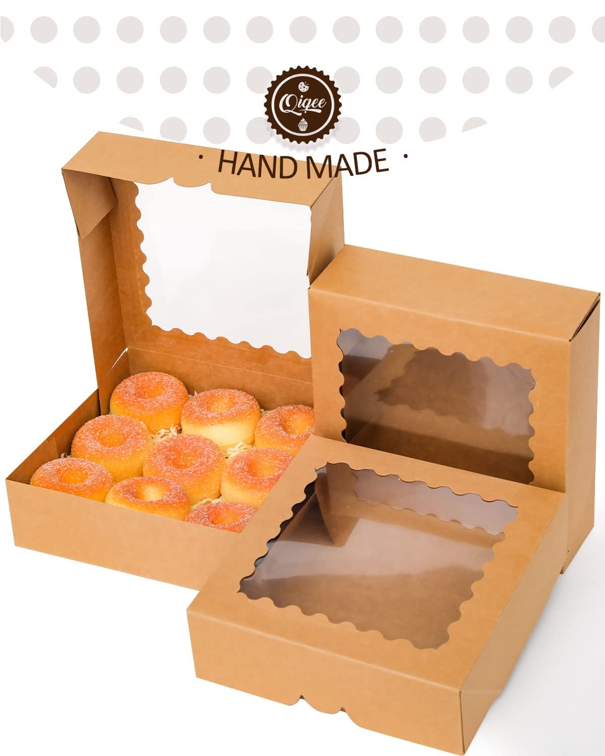 Wholesale Auto-Pop Up 50 Packs Bakery Boxes with Window 8x8x2.5 Inch Brown for Pies and Pastries Manufacturer