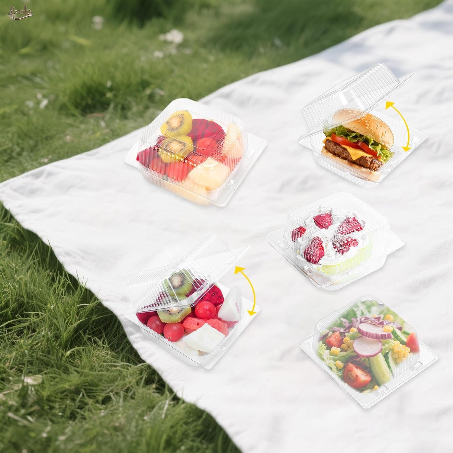 Wholesale 100 Pack Clear Clamshell Food Containers Disposable Plastic Hinged Take Out Containers with Lids for Desserts Hamburgers Cakes Cookies Salads Snacks Manufacturer