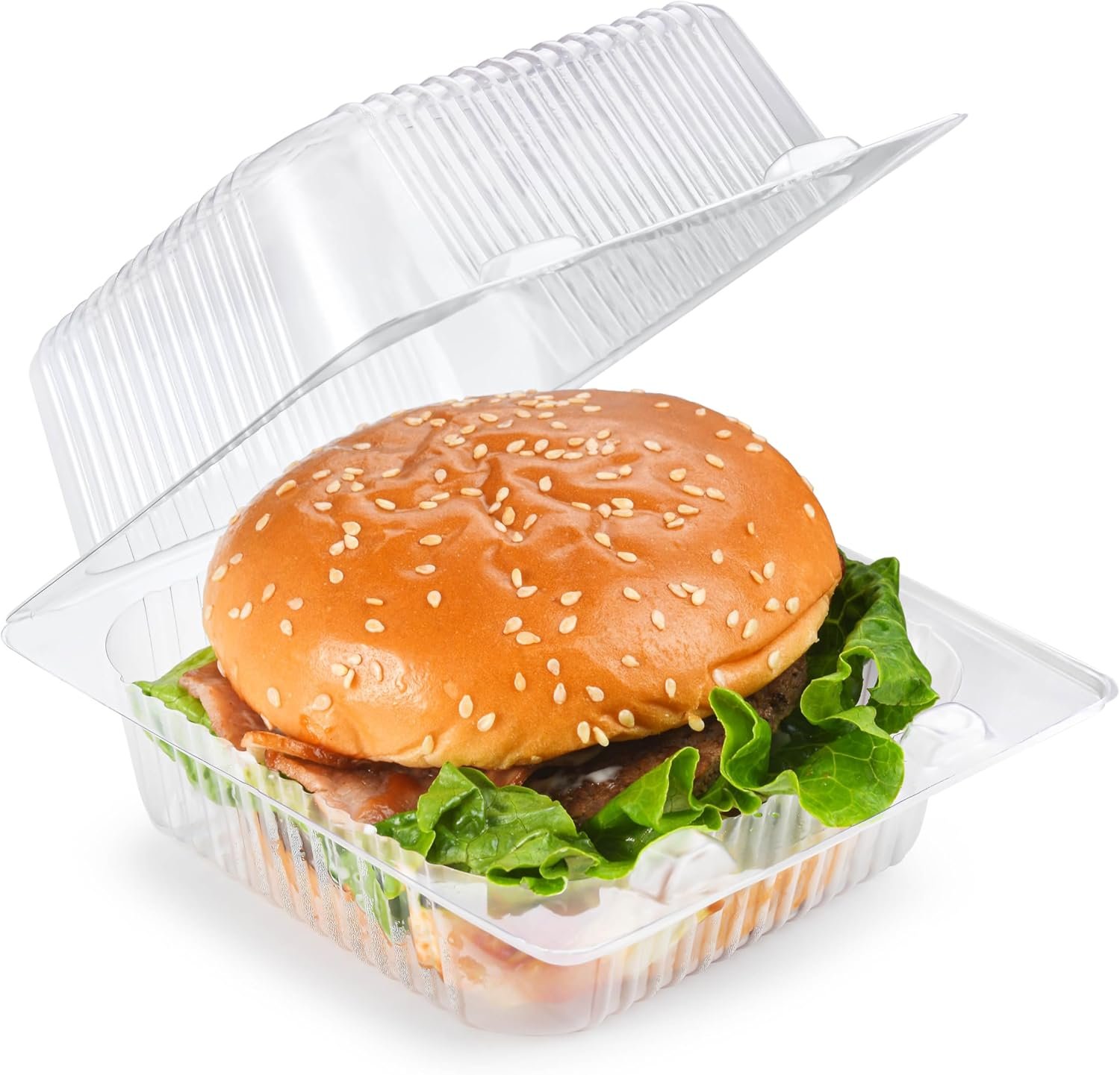 Wholesale 100 Pack Clear Clamshell Food Containers Disposable Plastic Hinged Take Out Containers with Lids for Desserts Hamburgers Cakes Cookies Salads Snacks Manufacturer
