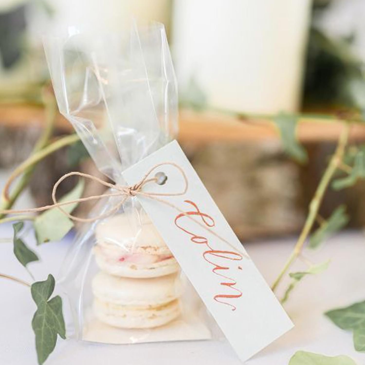 Wholesale 50 Pcs 4x2x8 Inch Gusseted Flat Bottom Cellophane Bags with Ribbon and Cardboard Insert for S'mores and Cupcakes Manufacturer