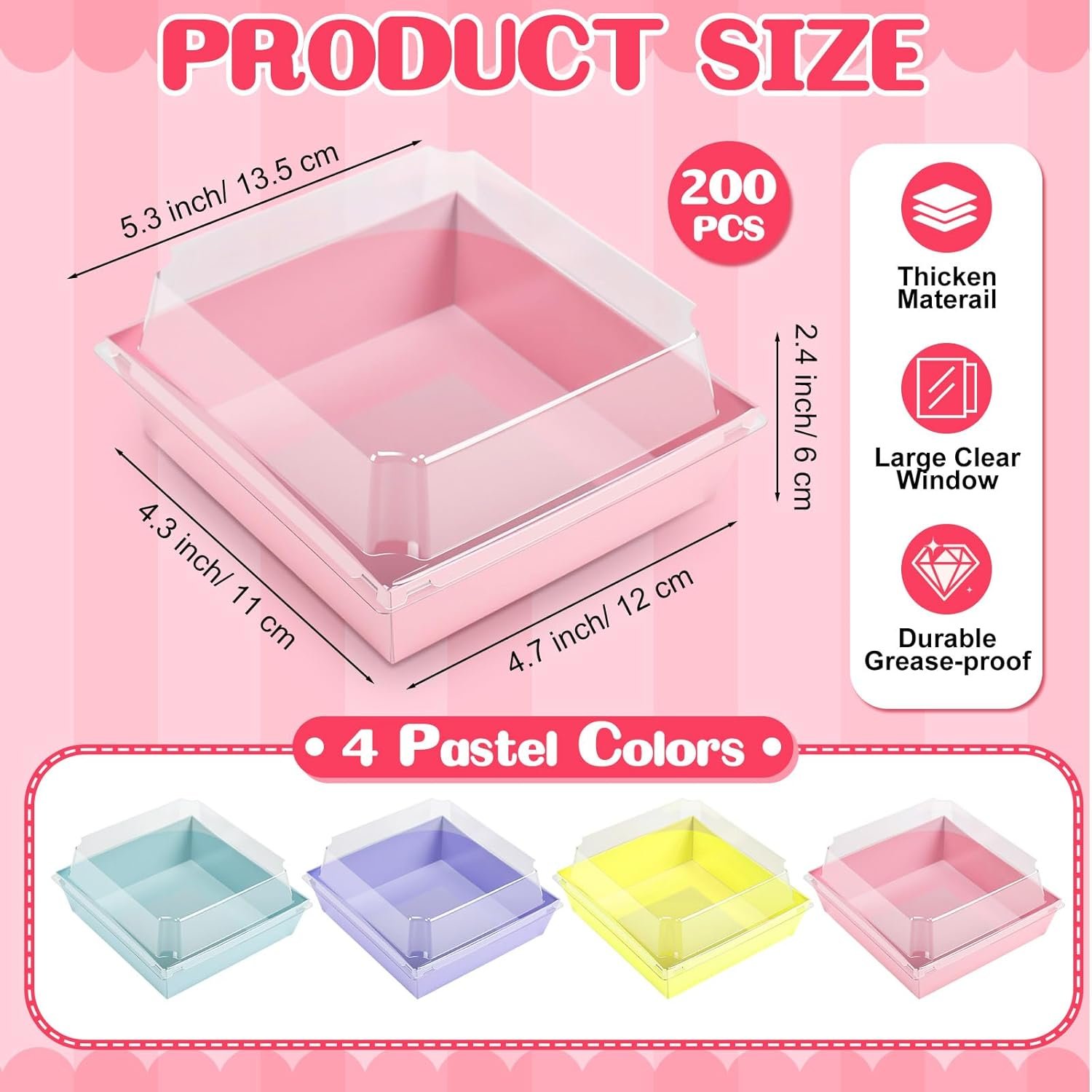 Wholesale 200 Pcs 5 Inch Small Charcuterie Boxes with Clear Lids Paper Bakery Containers for Cake Slices Desserts Cookies Sandwiches Mini Cakes Strawberries Manufacturer Wholesale 200 Pcs 5 Inch Small Charcuterie Boxes with Clear Lids Paper Bakery Containers for Cake Slices Desserts Cookies Sandwiches Mini Cakes Strawberries Manufacturer