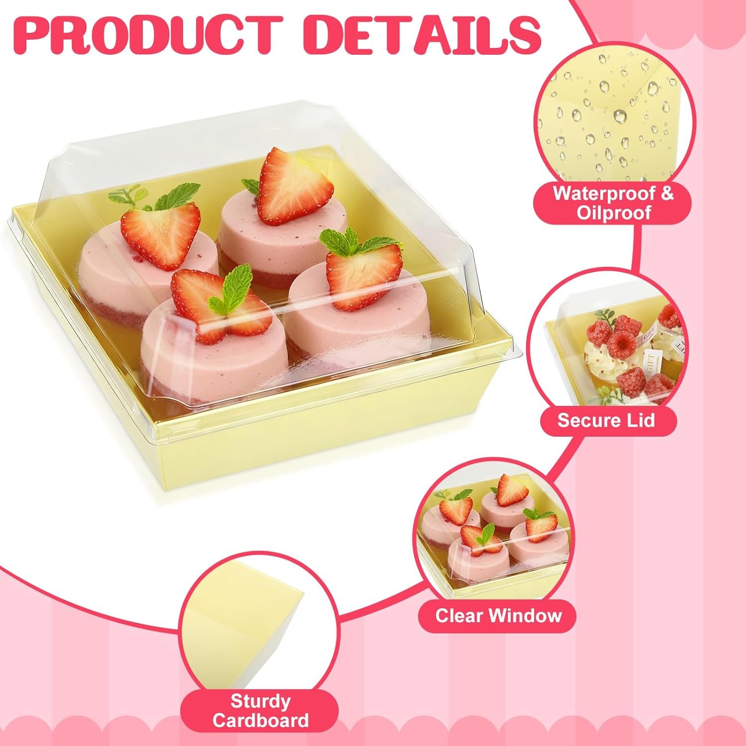 Wholesale 200 Pcs 5 Inch Small Charcuterie Boxes with Clear Lids Paper Bakery Containers for Cake Slices Desserts Cookies Sandwiches Mini Cakes Strawberries Manufacturer Wholesale 200 Pcs 5 Inch Small Charcuterie Boxes with Clear Lids Paper Bakery Containers for Cake Slices Desserts Cookies Sandwiches Mini Cakes Strawberries Manufacturer