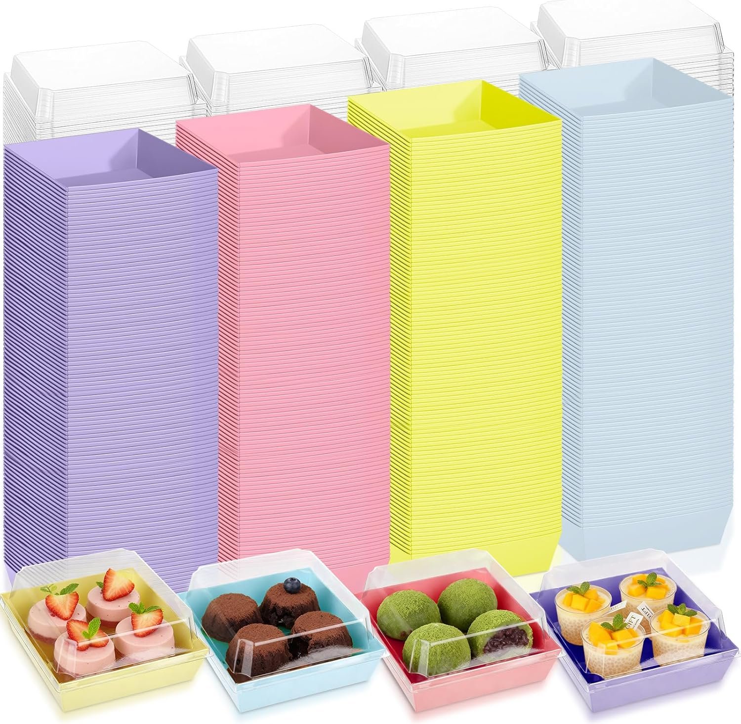 Wholesale 200 Pcs 5 Inch Small Charcuterie Boxes with Clear Lids Paper Bakery Containers for Cake Slices Desserts Cookies Sandwiches Mini Cakes Strawberries Manufacturer