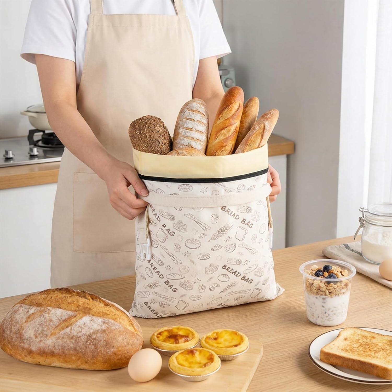 Wholesale 2-Pack Reusable Beeswax Bread Bags for Sourdough and Homemade Bread 16.5 x 13 Inch Food Storage Manufacturer