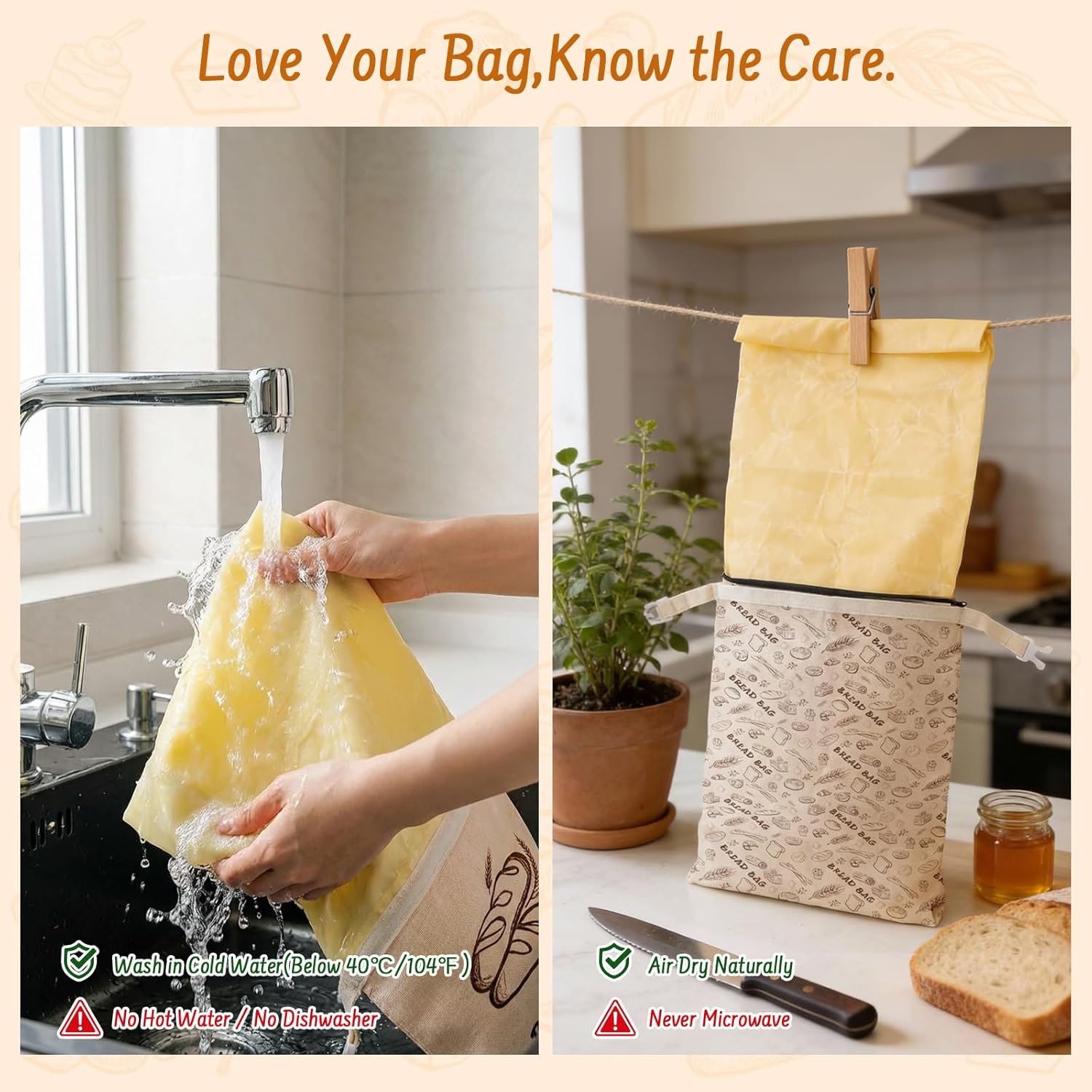 Wholesale 2-Pack Reusable Beeswax Bread Bags for Sourdough and Homemade Bread 16.5 x 13 Inch Food Storage Manufacturer