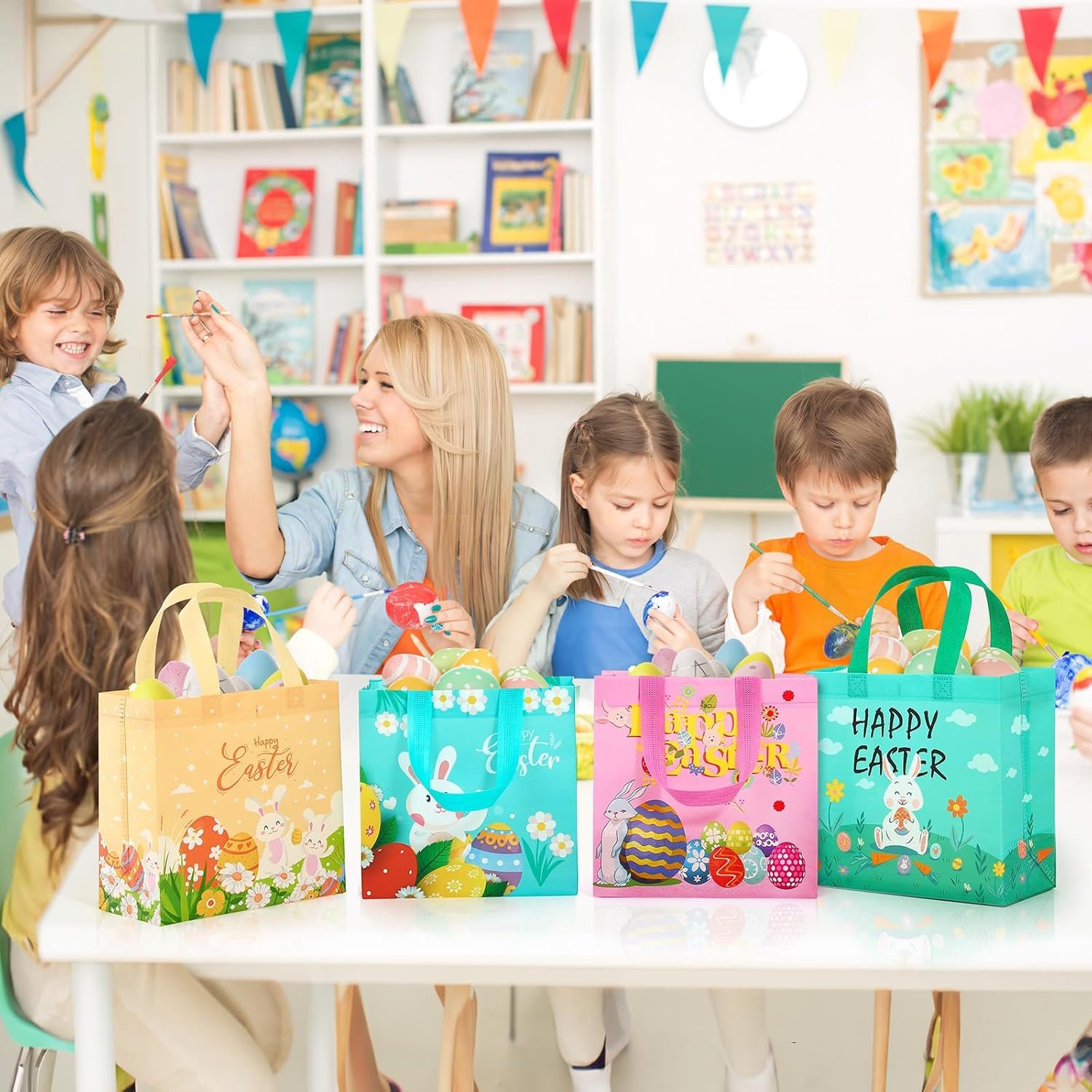 Wholesale 18 Pack Easter Egg Hunt Gift Bags with Handles for Kids Non-Woven for Baskets Games Parties Manufacturer