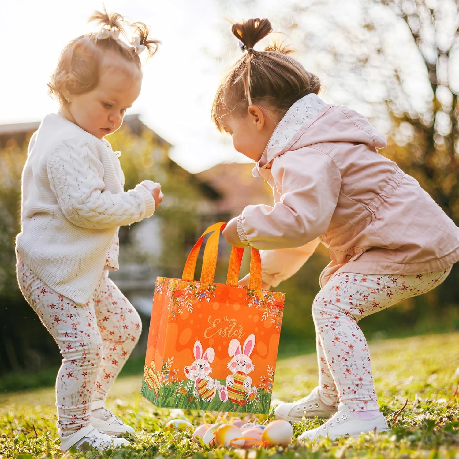 Wholesale 18 Pack Easter Egg Hunt Gift Bags with Handles for Kids Non-Woven for Baskets Games Parties Manufacturer