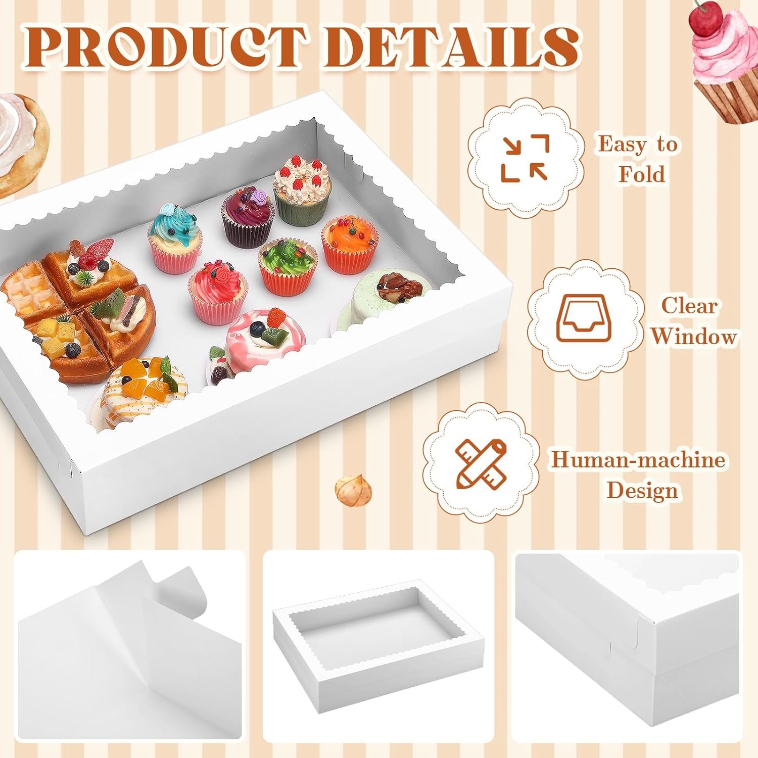 Wholesale 10 Pcs 19x14x4 Inch Half Sheet Cake Boxes with 5 Pcs Cake Boards for Bakery Pastry Cupcakes Donuts Cookies Pie Packaging Manufacturer