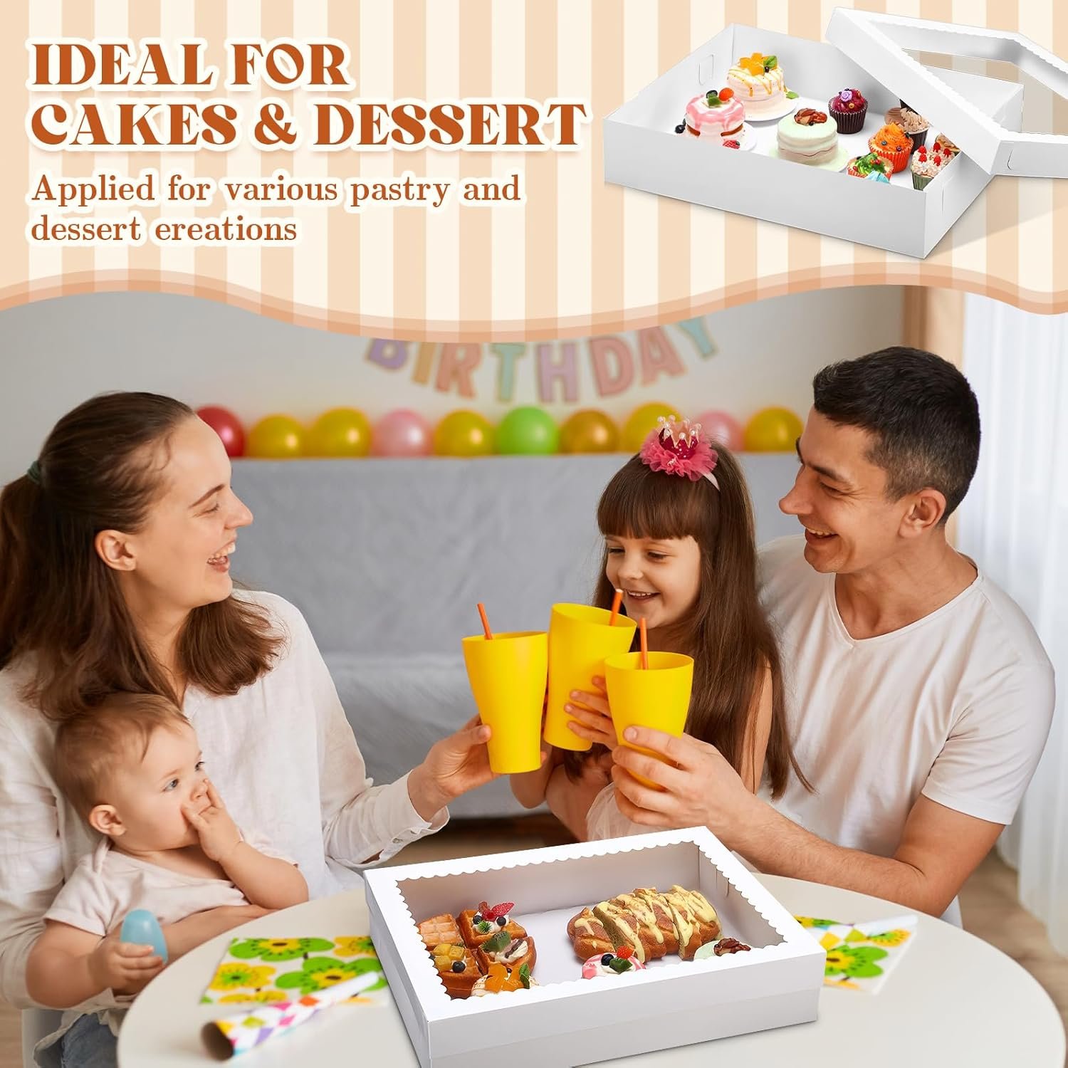 Wholesale 10 Pcs 19x14x4 Inch Half Sheet Cake Boxes with 5 Pcs Cake Boards for Bakery Pastry Cupcakes Donuts Cookies Pie Packaging Manufacturer