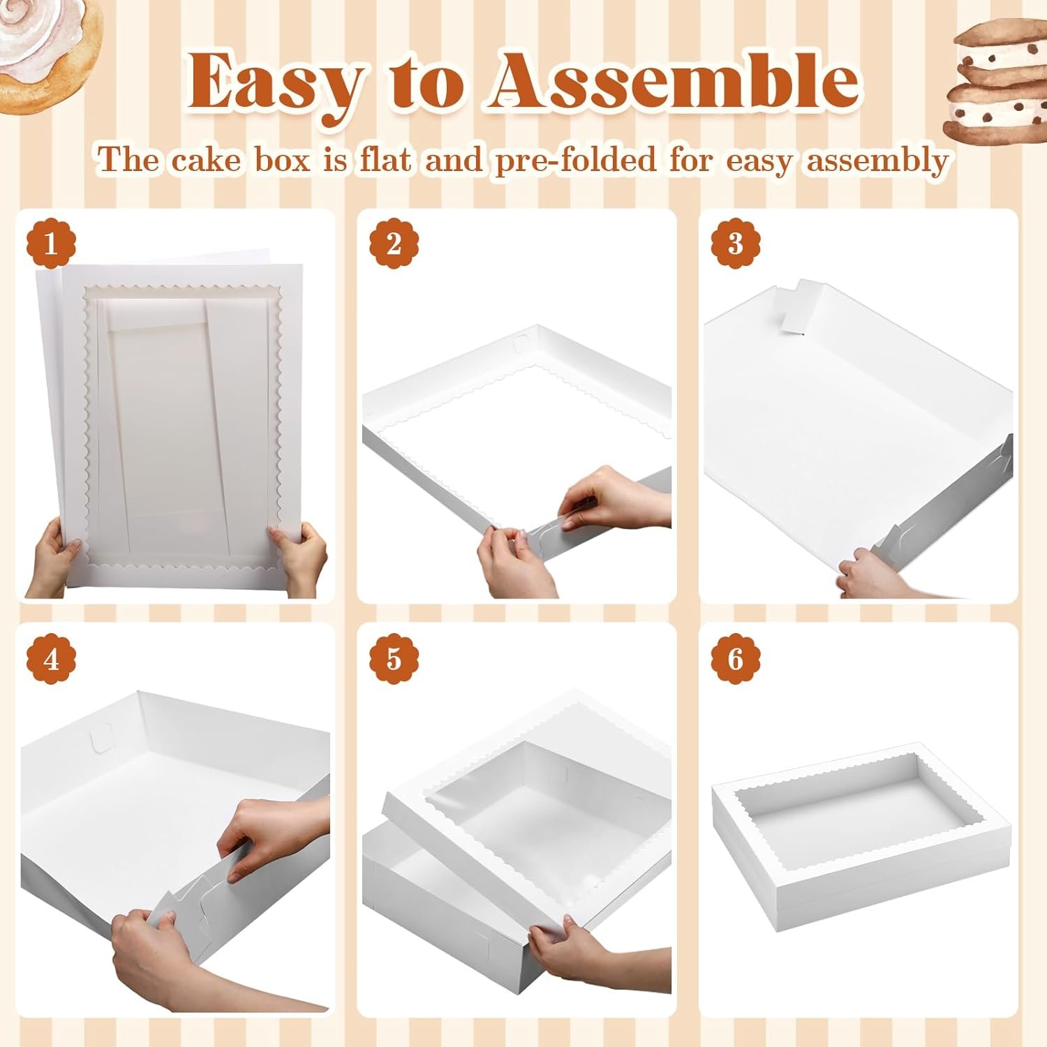 Wholesale 10 Pcs 19x14x4 Inch Half Sheet Cake Boxes with 5 Pcs Cake Boards for Bakery Pastry Cupcakes Donuts Cookies Pie Packaging Manufacturer