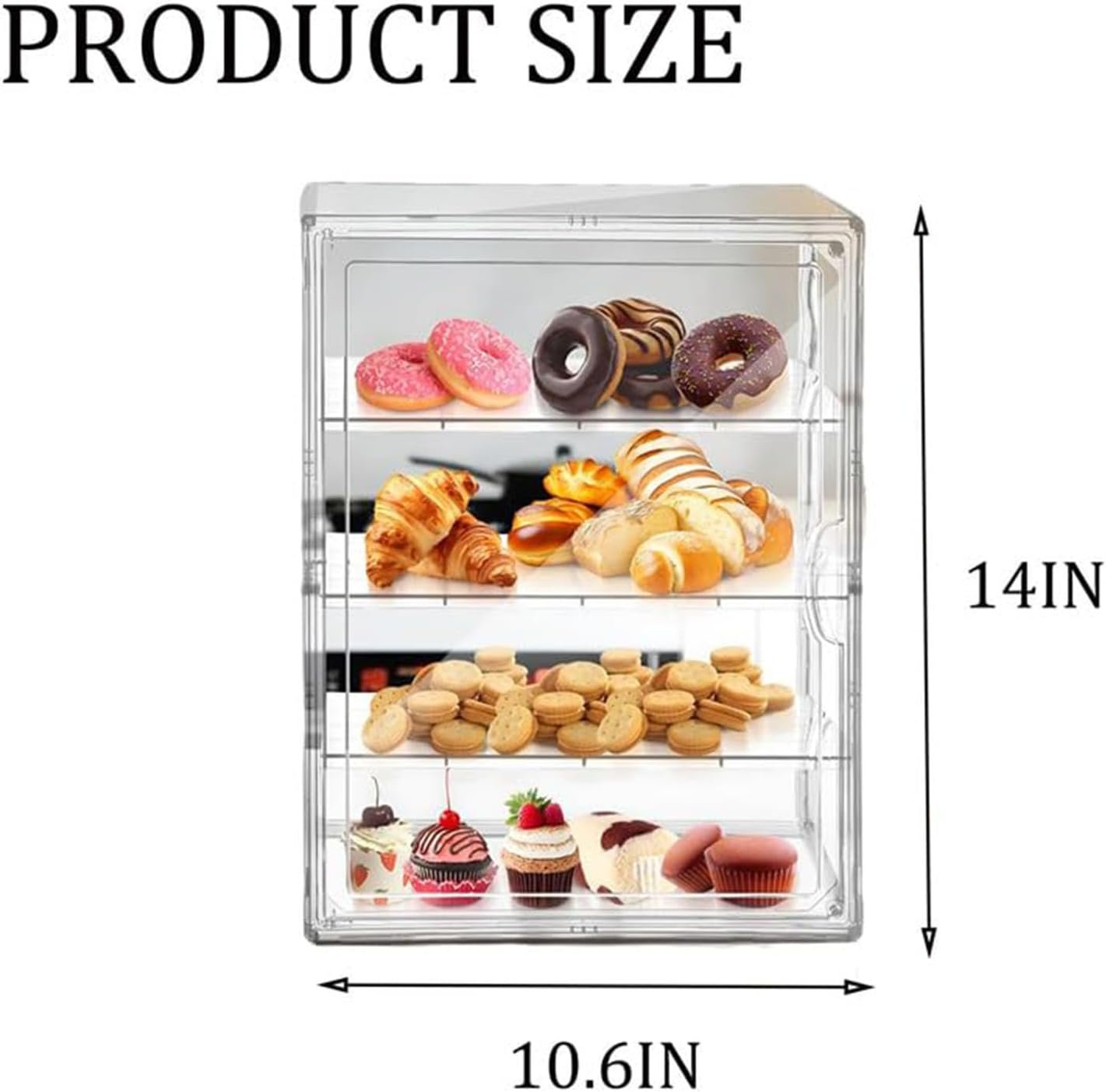 Wholesale 4-Tier Adjustable Acrylic Pastry Display Case for Donuts Cakes Pies Desserts Muffins Cookies Kitchen Countertop with Magnetic Door Clear Storage Manufacturer