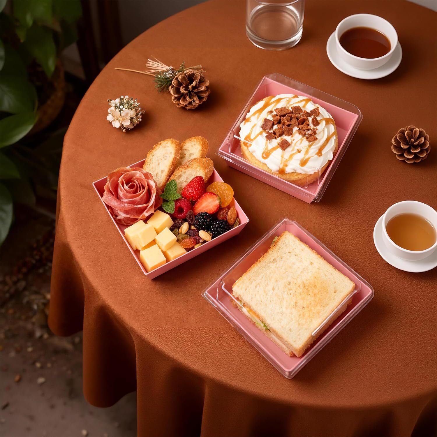 Wholesale Pink Disposable Mini Bakery Boxes with Clear Lids for Treats Desserts Cookies Sandwiches Cakes 5.3x4.9x2.5 Inch 50 Pack Manufacturer Wholesale Pink Disposable Mini Bakery Boxes with Clear Lids for Treats Desserts Cookies Sandwiches Cakes 5.3x4.9x2.5 Inch 50 Pack Manufacturer