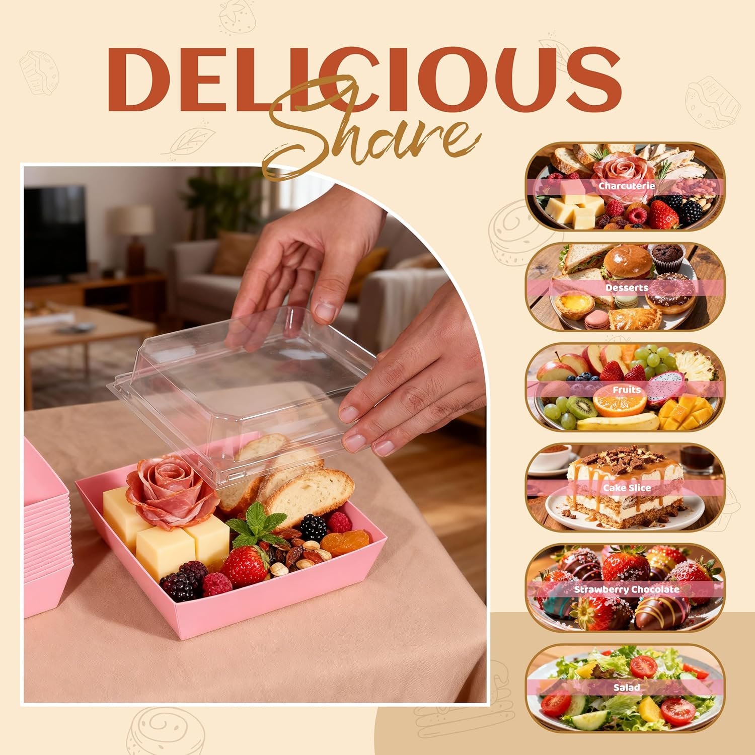 Wholesale Pink Disposable Mini Bakery Boxes with Clear Lids for Treats Desserts Cookies Sandwiches Cakes 5.3x4.9x2.5 Inch 50 Pack Manufacturer Wholesale Pink Disposable Mini Bakery Boxes with Clear Lids for Treats Desserts Cookies Sandwiches Cakes 5.3x4.9x2.5 Inch 50 Pack Manufacturer