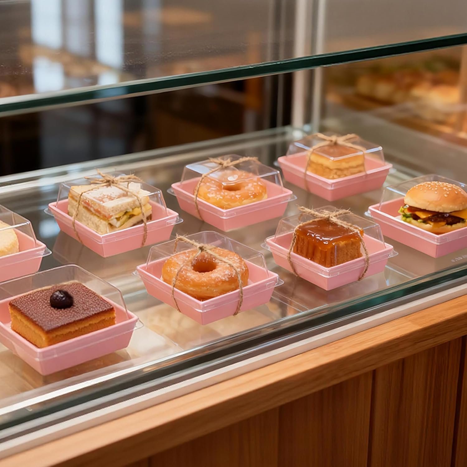 Wholesale Pink Disposable Mini Bakery Boxes with Clear Lids for Treats Desserts Cookies Sandwiches Cakes 5.3x4.9x2.5 Inch 50 Pack Manufacturer Wholesale Pink Disposable Mini Bakery Boxes with Clear Lids for Treats Desserts Cookies Sandwiches Cakes 5.3x4.9x2.5 Inch 50 Pack Manufacturer