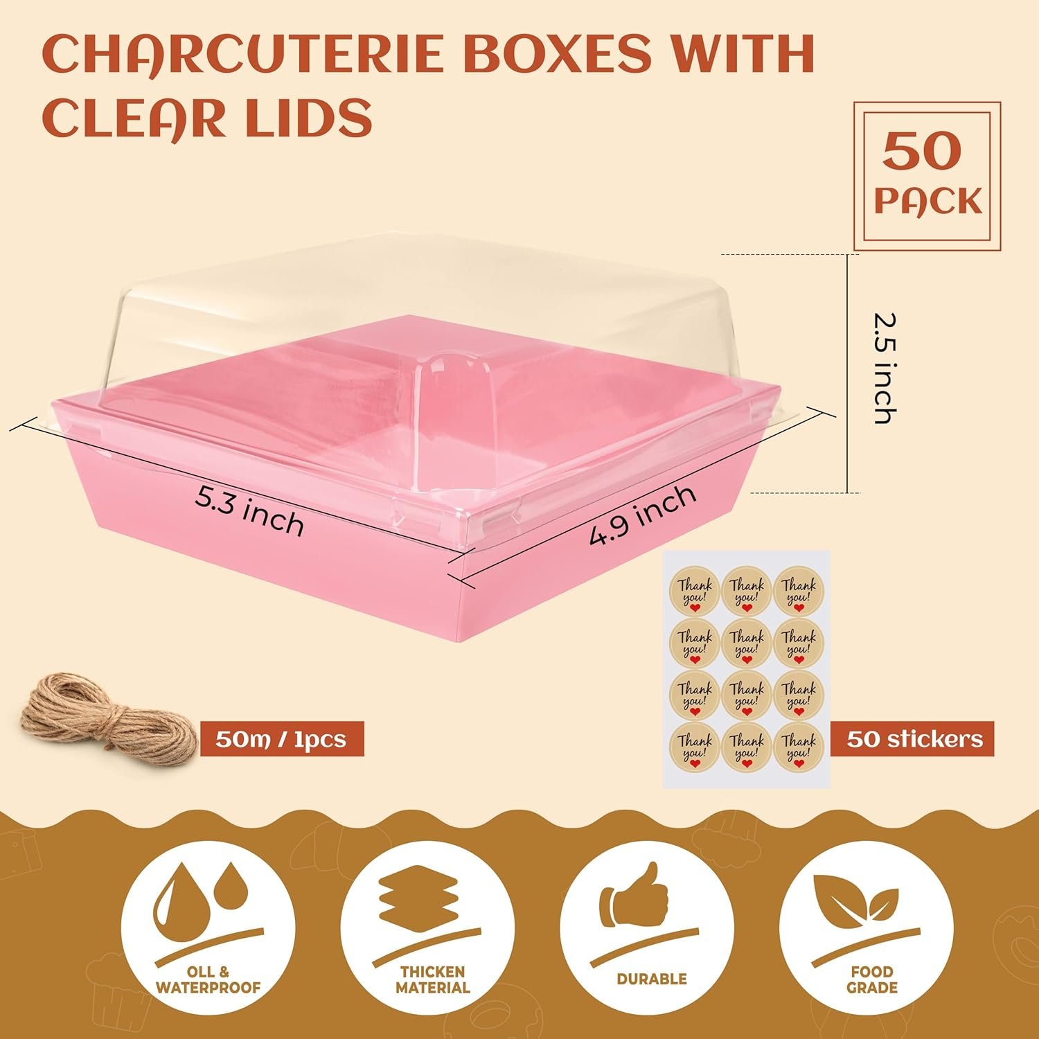 Wholesale Pink Disposable Mini Bakery Boxes with Clear Lids for Treats Desserts Cookies Sandwiches Cakes 5.3x4.9x2.5 Inch 50 Pack Manufacturer Wholesale Pink Disposable Mini Bakery Boxes with Clear Lids for Treats Desserts Cookies Sandwiches Cakes 5.3x4.9x2.5 Inch 50 Pack Manufacturer